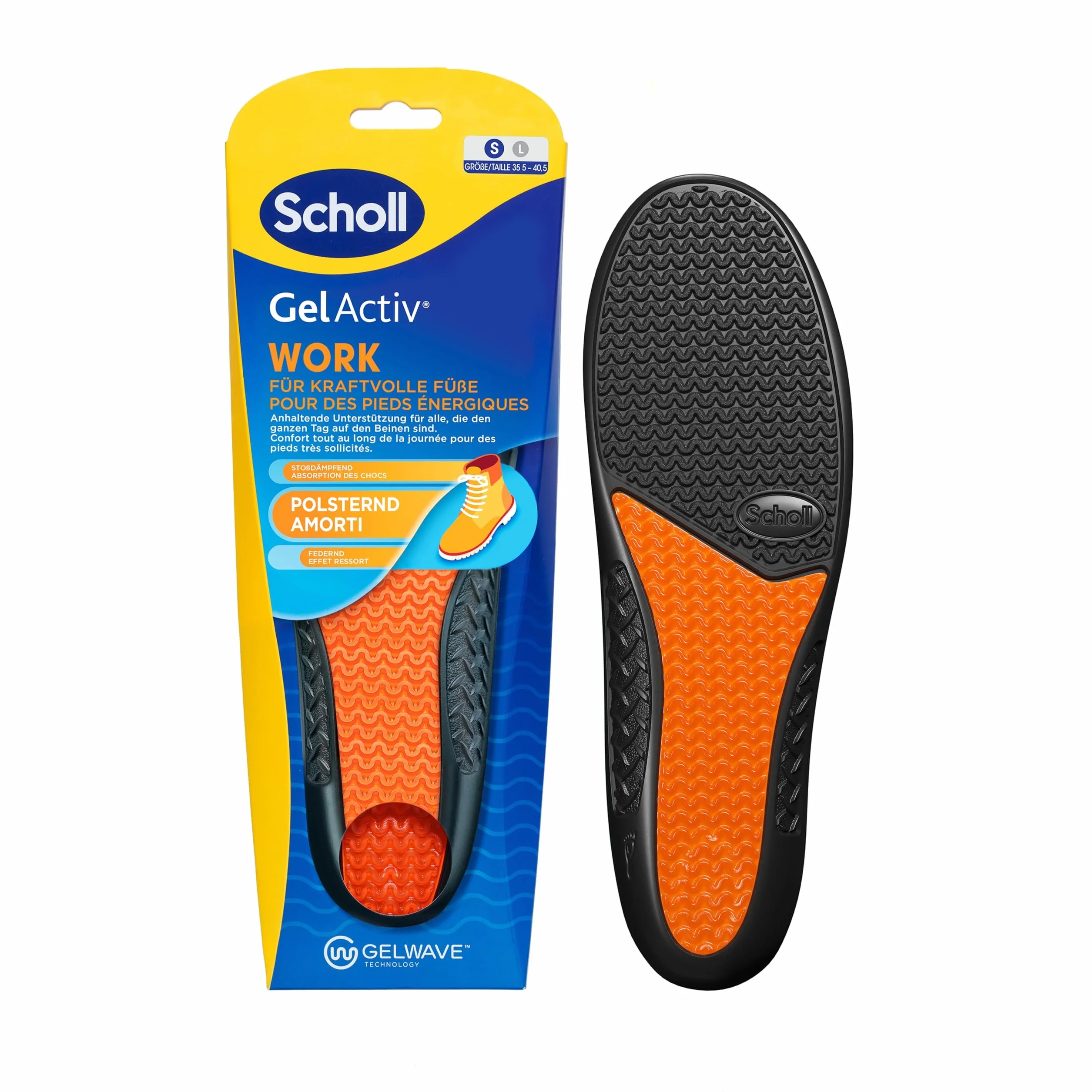 Scholl GelActiv Work Plantillas de gel para calzado de trabajo Mujer Talla 35.5-40.5