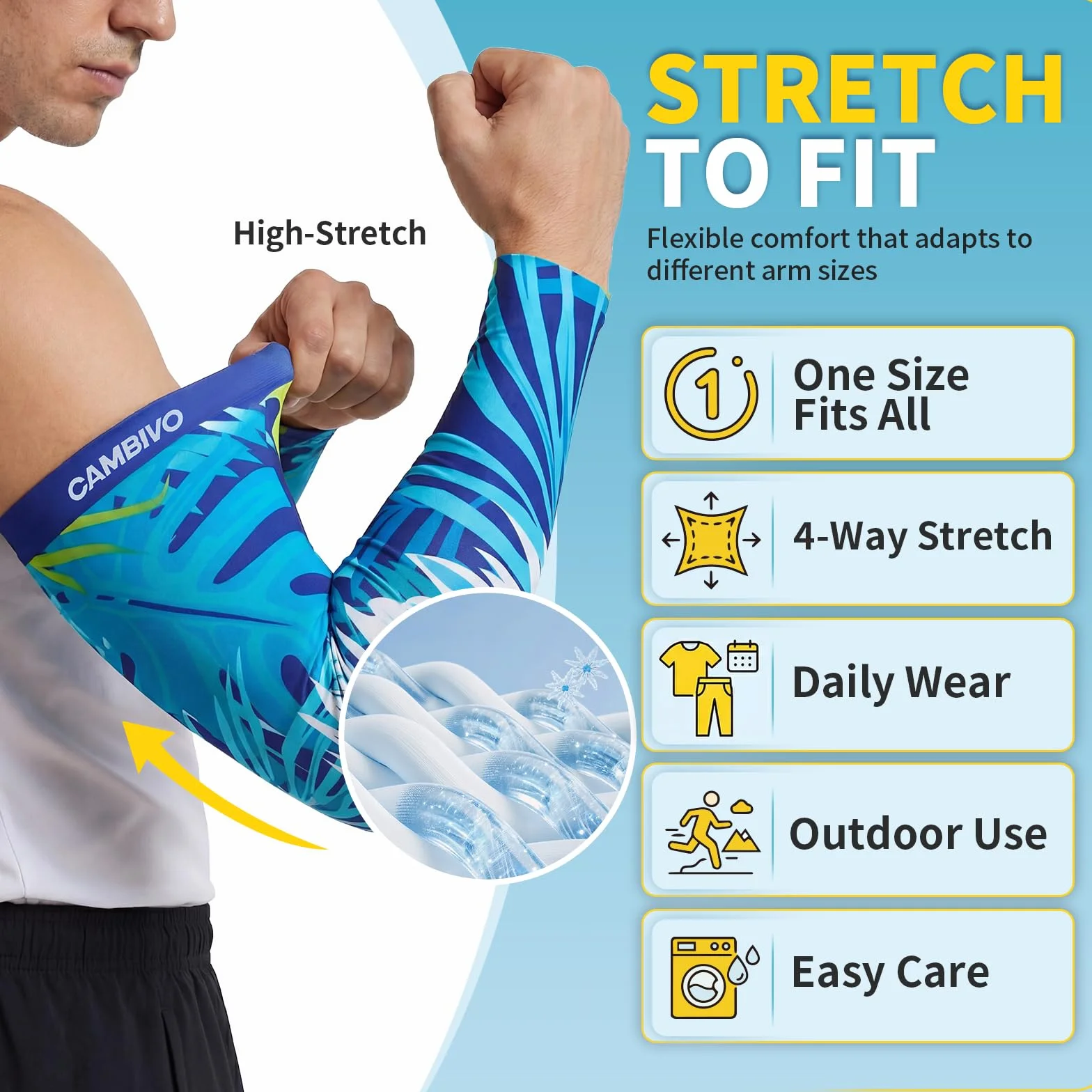 CAMBIVO Mangas para Brazos Protección UV UPF50+, Manguitos sin Costuras Elásticos para Running Ciclismo Padel