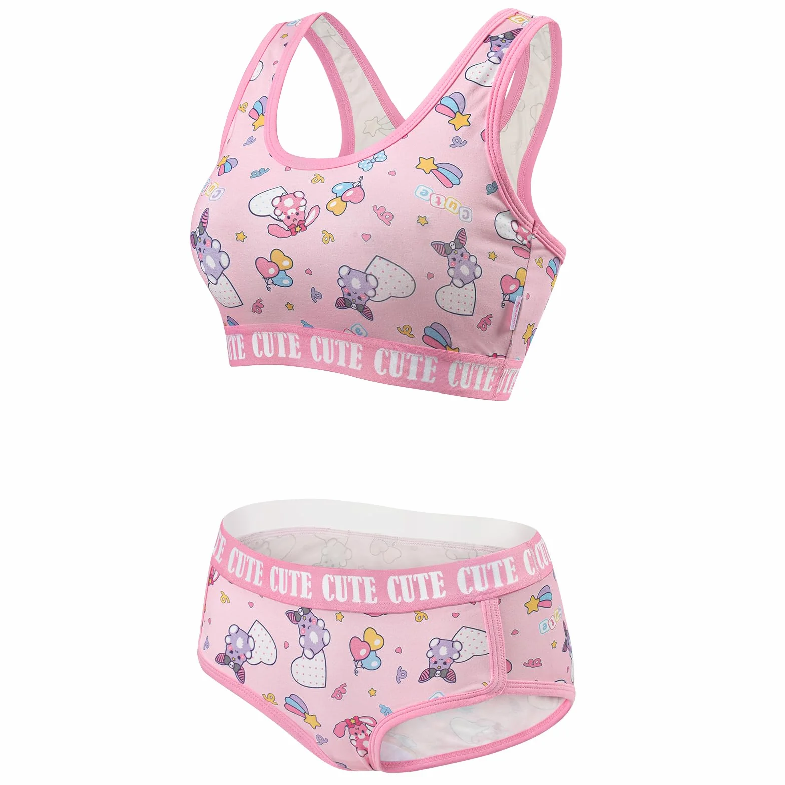 LittleForBig Conjunto de ropa de mujer de algodón Camisola y bragas Loungewear Usagi Bralette