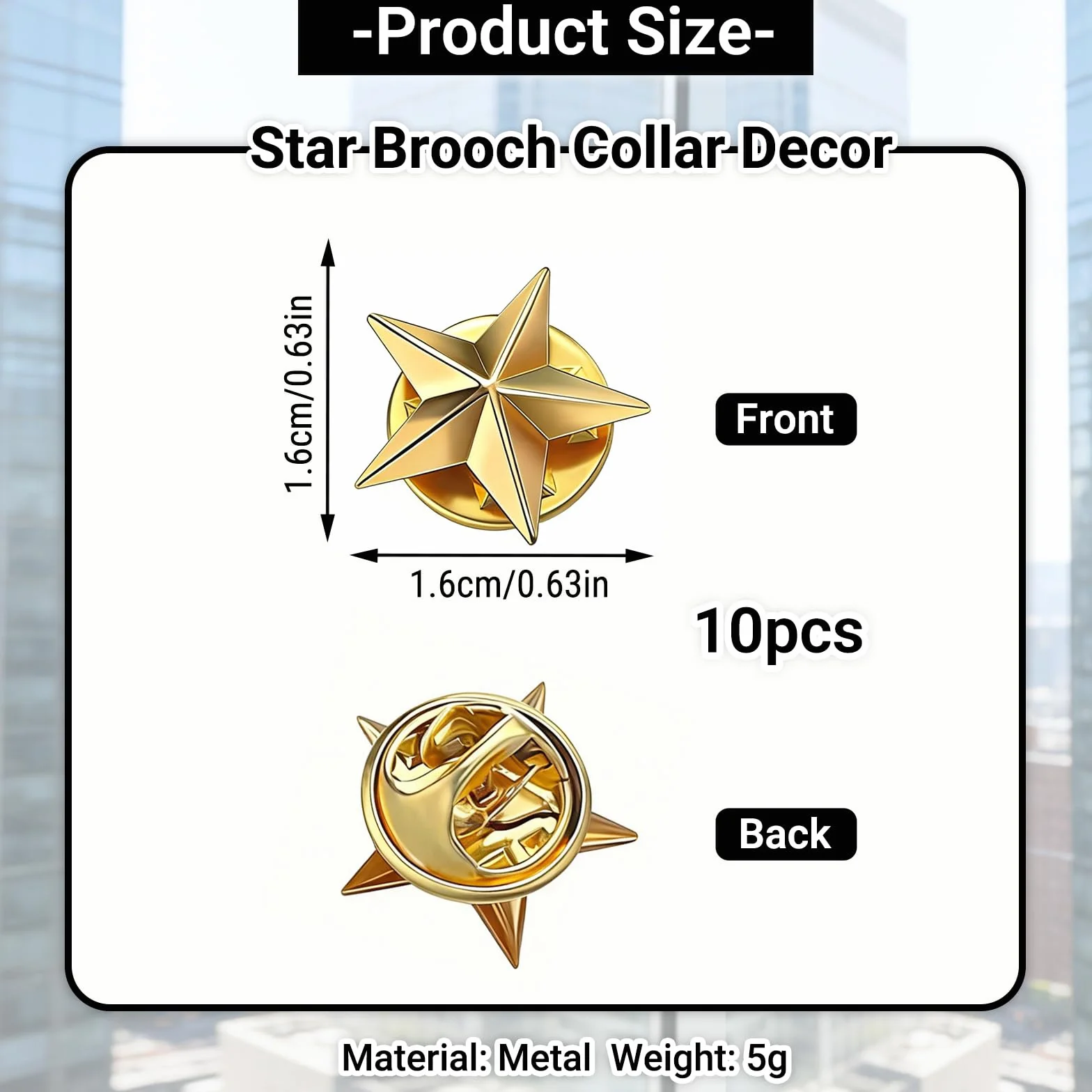 10 Piezas Pin de Solapa Estrella Dorada de Aleación de Zinc, Insignia de Estrella, Broche Decorativo para Chaqueta Camisa Mochila, Accesorio para Celebraciones, Eventos y Regalos