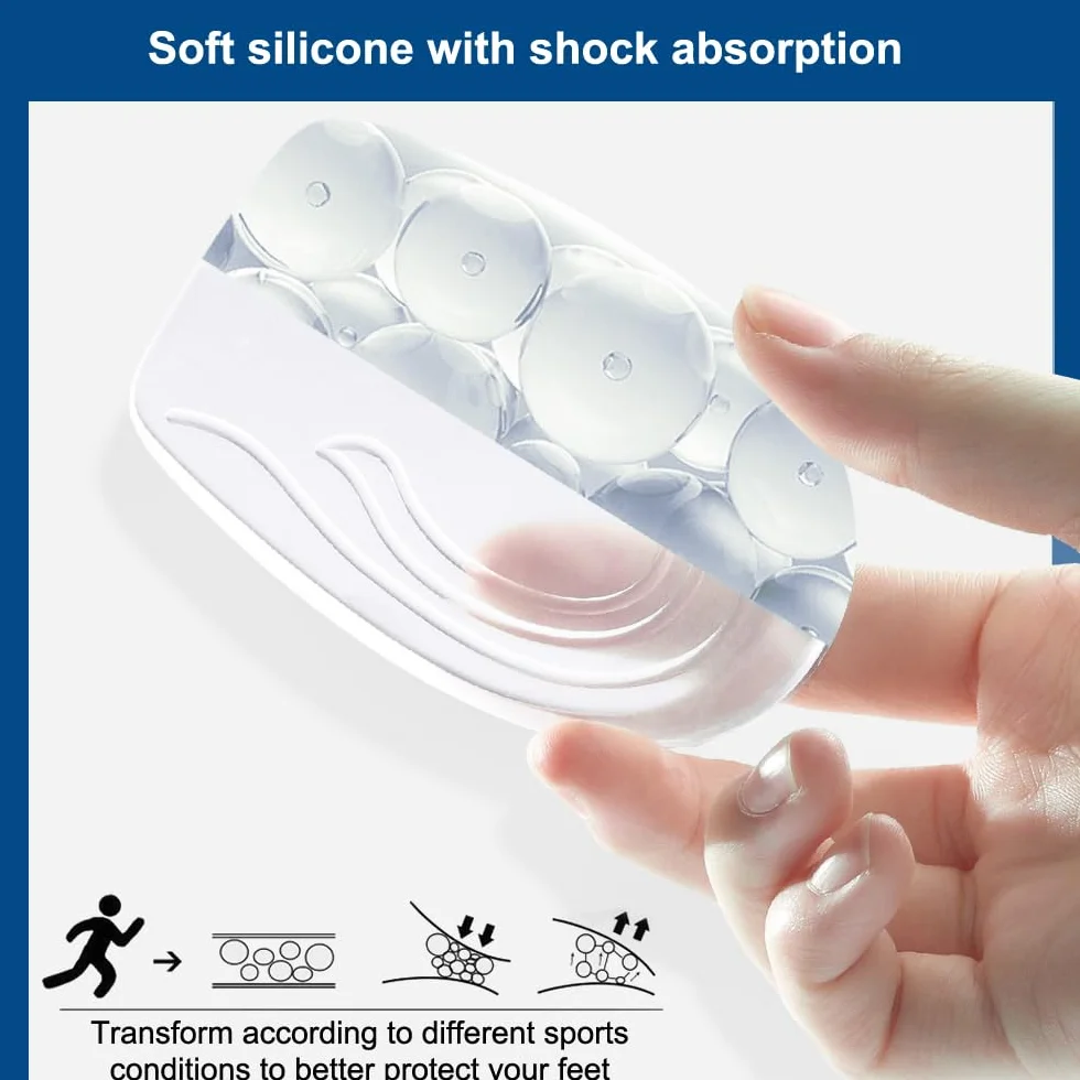 Plantillas Gel para Fascitis Plantar y Espolón Calcáneo, Taloneras de Silicona Transparente, 2 cm Aumento de Altura