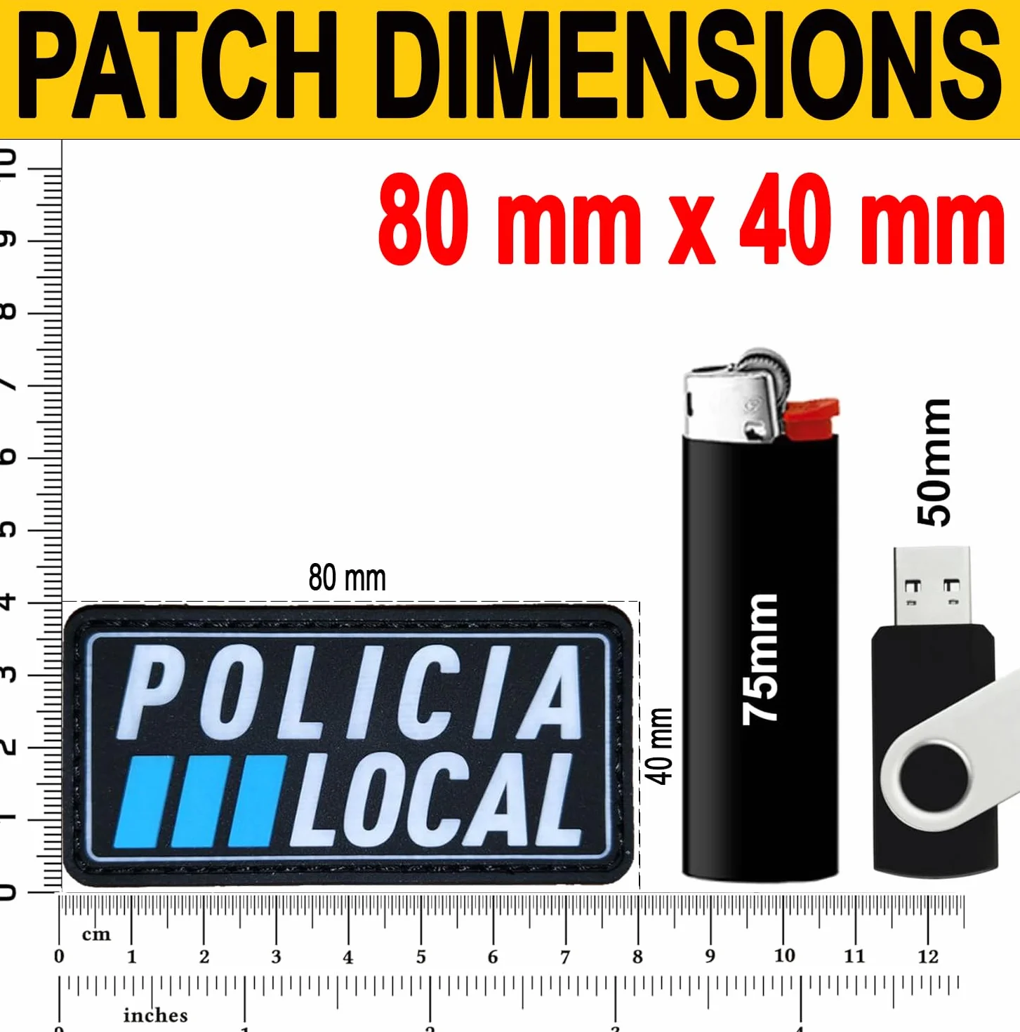 Parche Militar Táctico Policia Local 3D PVC Hook&Loop Insignia Policial para Mochila Airsoft Supervivencia Outdoor