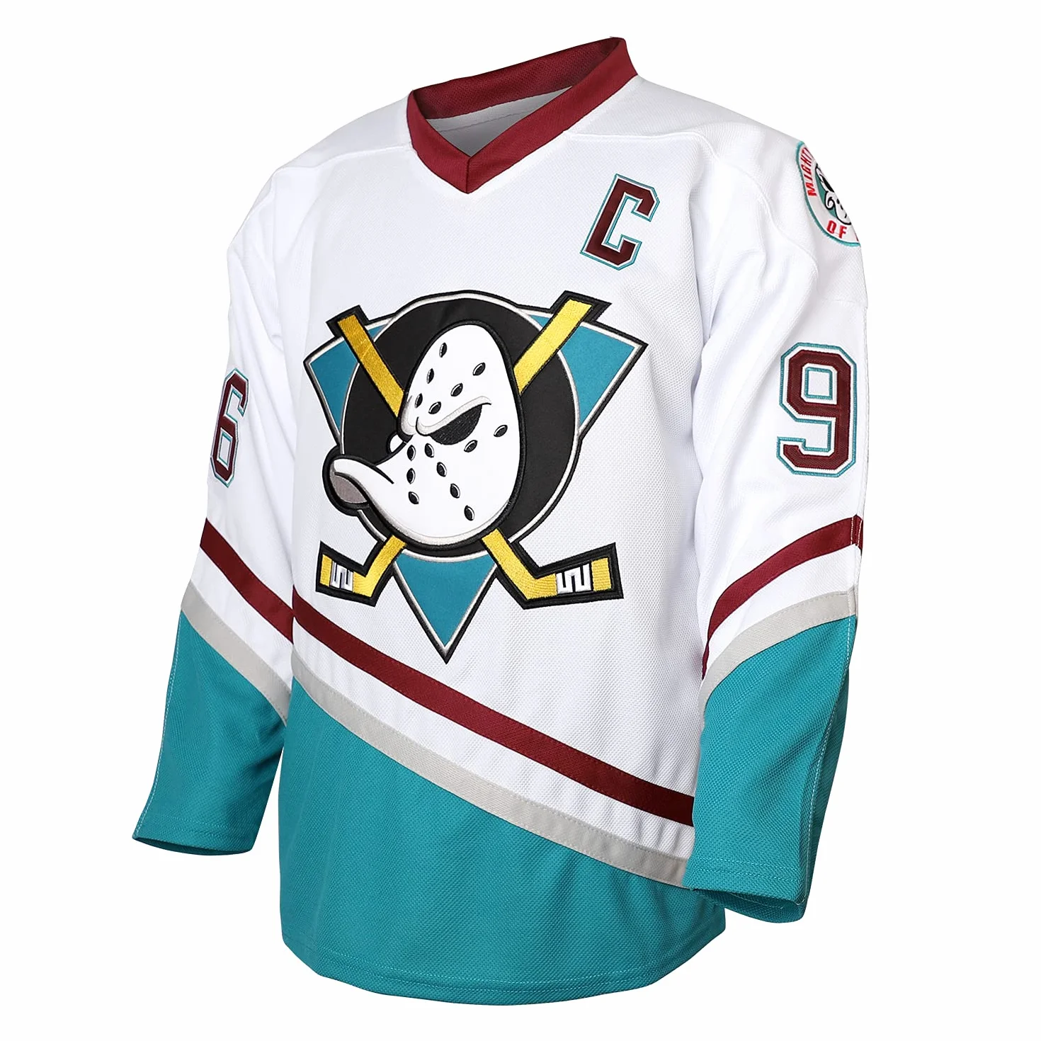 Mighty Ducks 33 Greg Goldberg 96 Charlie Conway 99 Adam Banks Camisetas de hockey sobre hielo cosidas Small