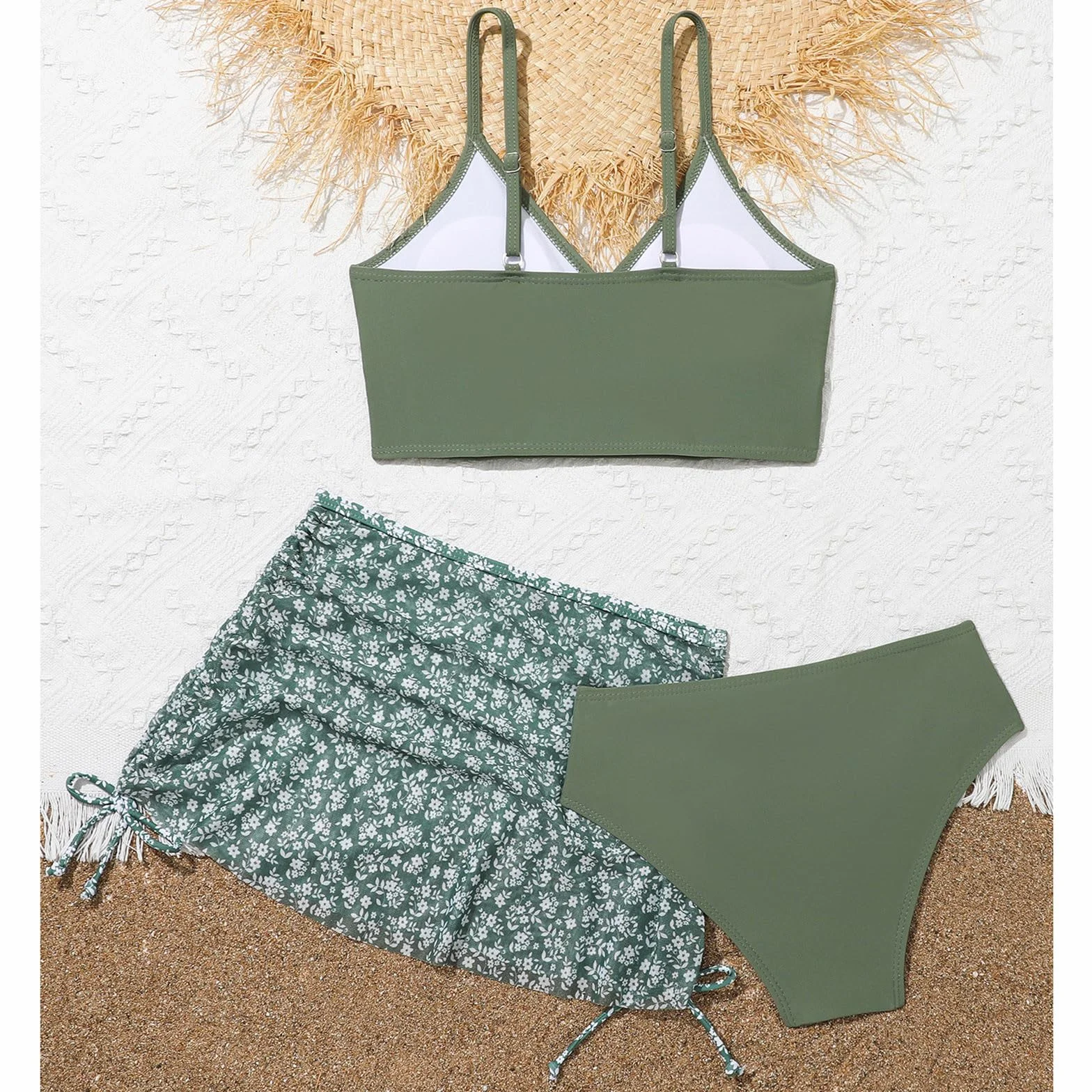 Traje de baño niña una pieza protección solar UPF 50+ UV anti-UV volantes playa floral