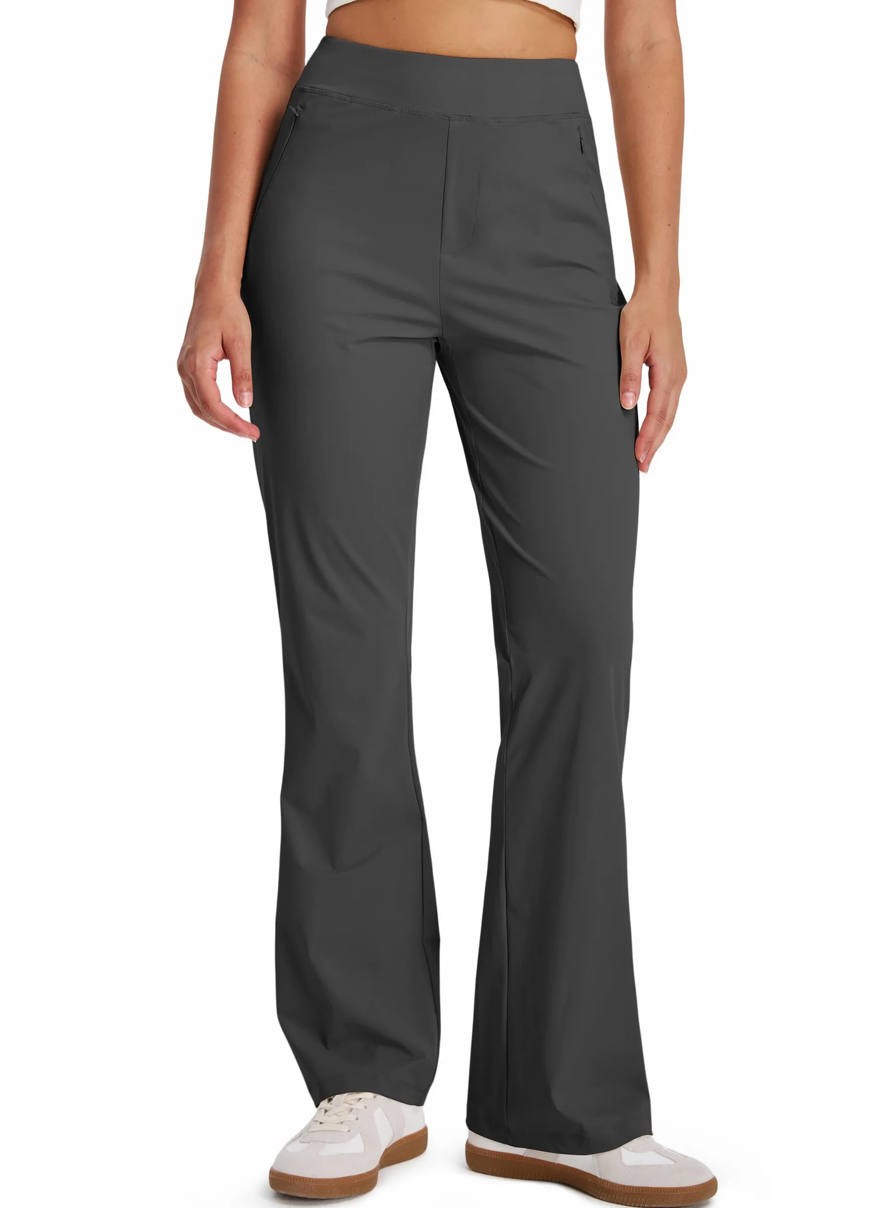Libin Pantalón Golf Mujer Ligero Informal Viaje | Pantalón Informal Corte Bootcut Talle Alto Elástico Bolsillos Con Cremallera Pantalón Ligero De Verano Jogging