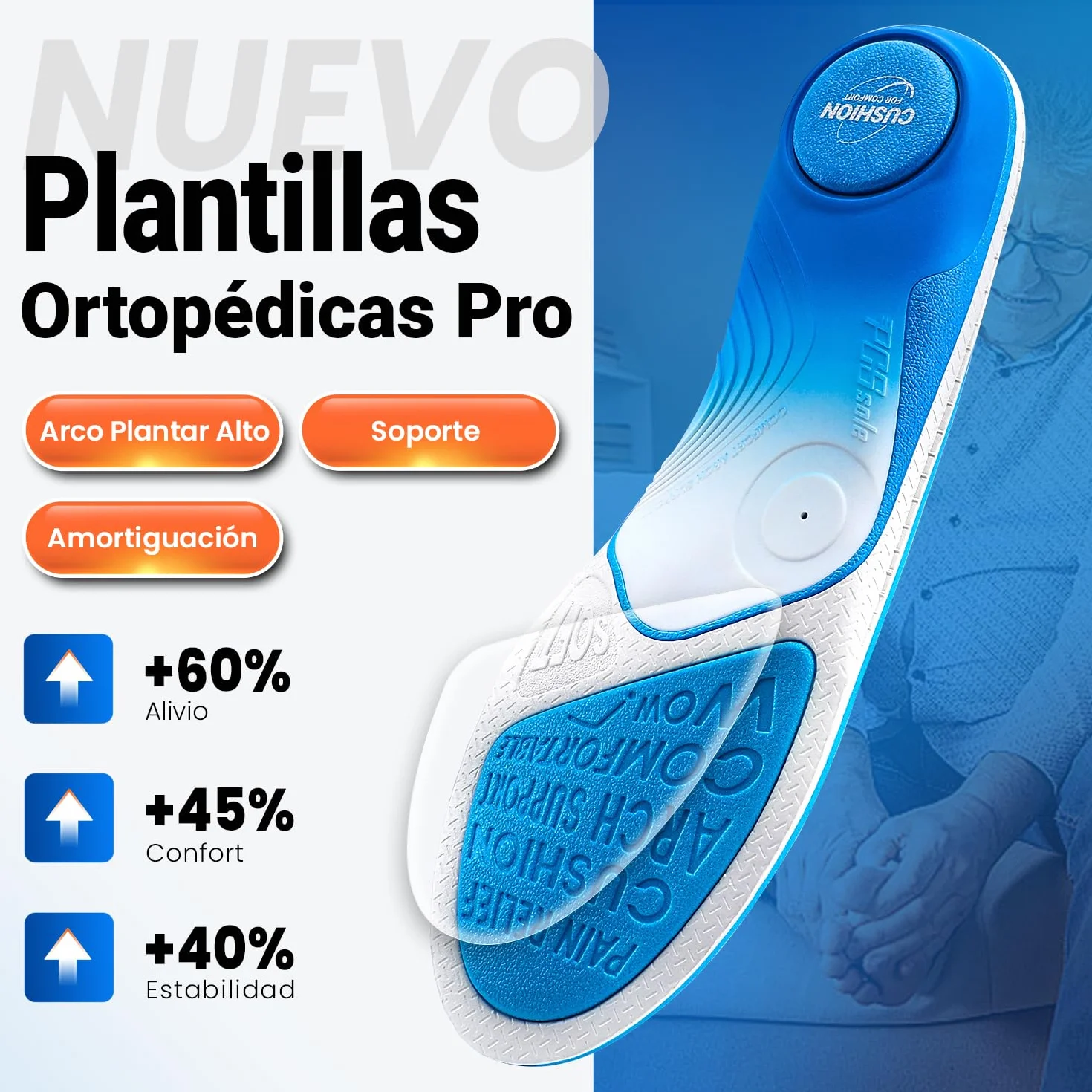 PCSsole Plantillas Ortopédicas Gen 2 para Espolón Calcáneo, Pie Plano
