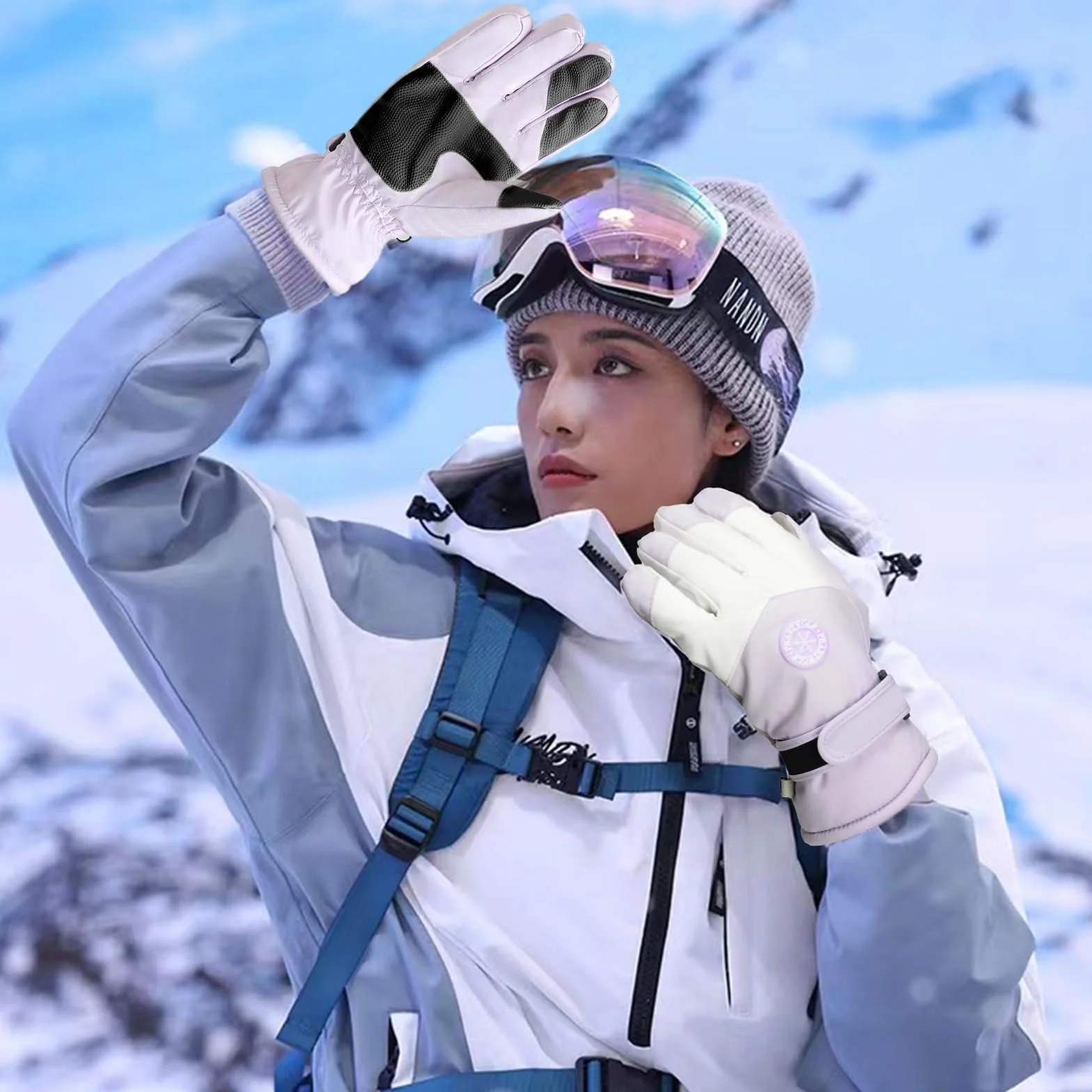 GEEKEO Guantes Térmicos Impermeables Antideslizantes a Prueba de Viento con Pantalla Táctil para Esquí y Nieve