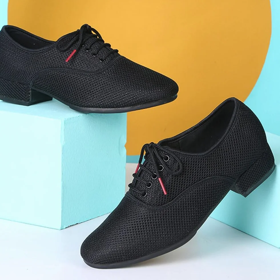 Zapatos De Baile De Salón para Hombre Elegantes con Cordones Negros Modernos Suela