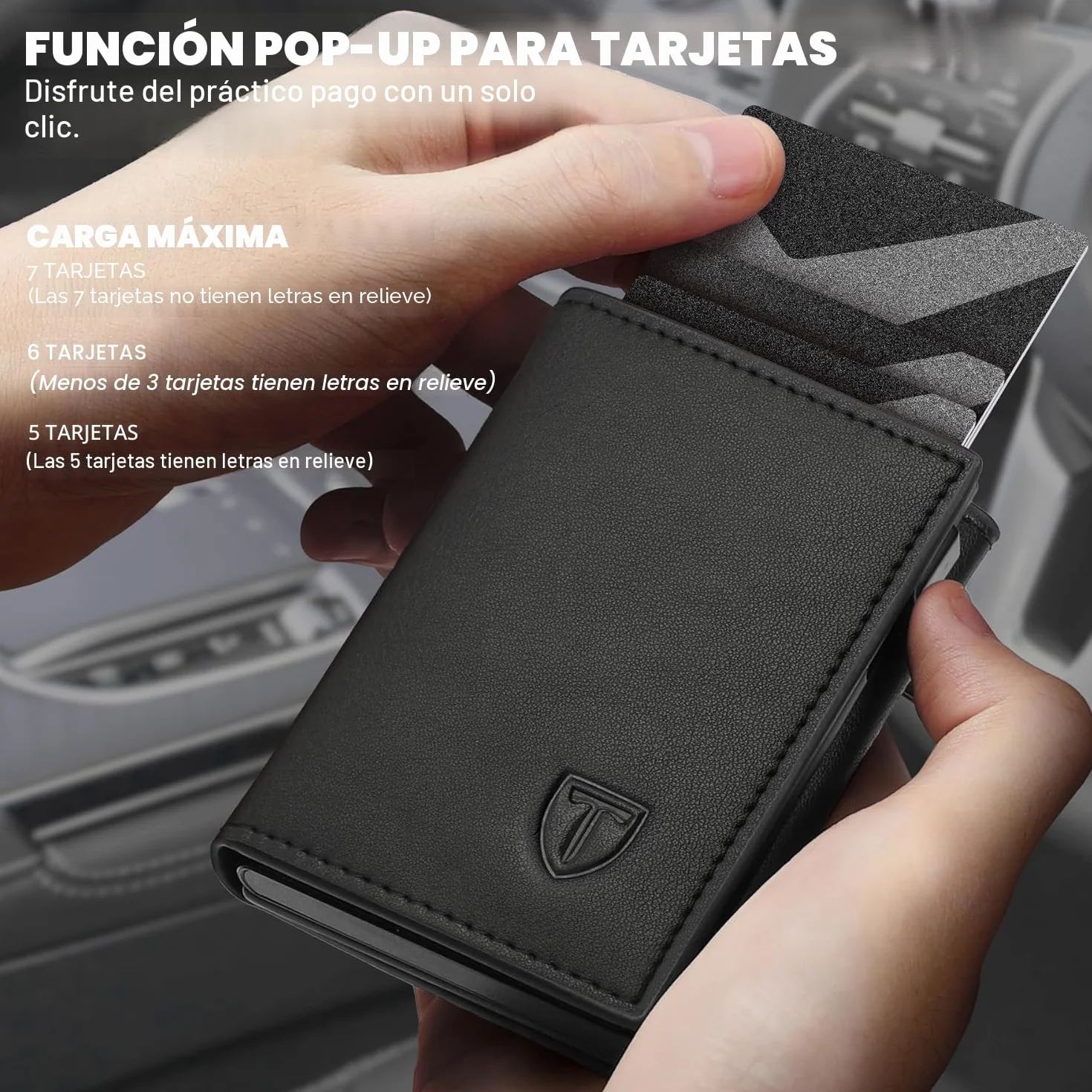 TEEHON Cartera Hombre Cuero Tarjetero Bloqueo RFID Pequeño Crédito Billetes Monedas Caja Regalo