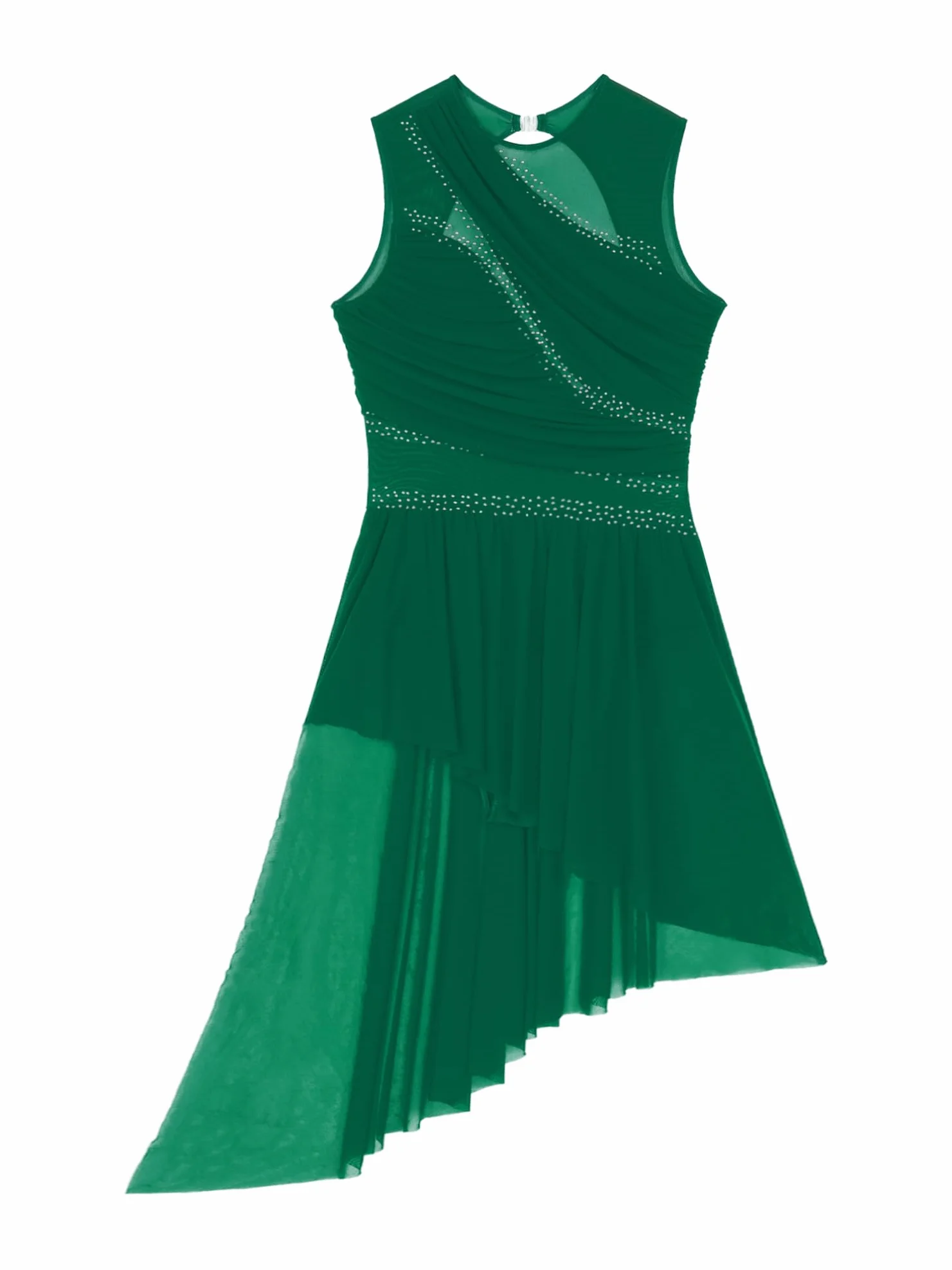 Vestido de Patinaje Mujer Maillot Artístico con Falda sin Mangas Brillante