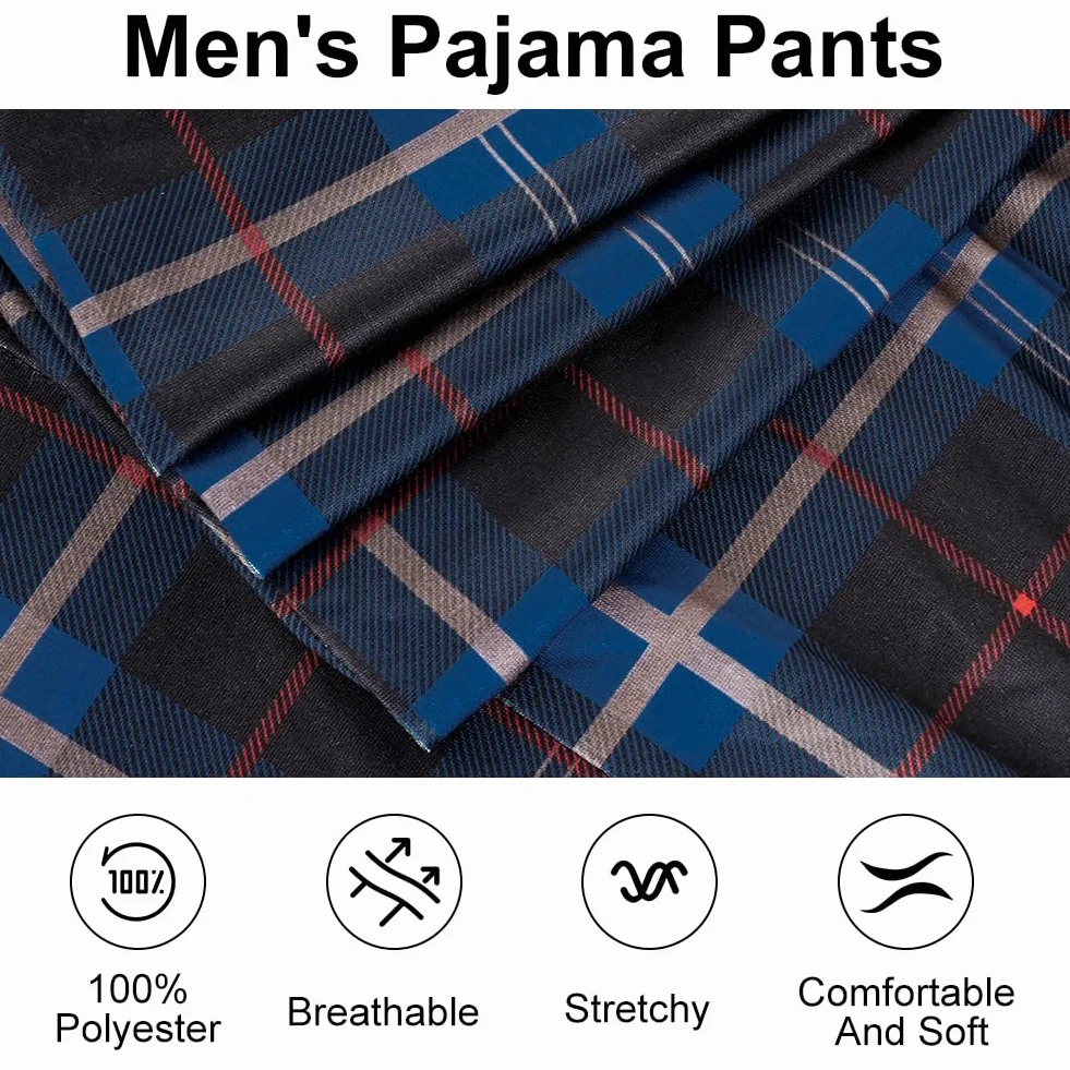 AUYAO Pijama Hombre Pantalones con Bolsillos Largos Otoño Invierno