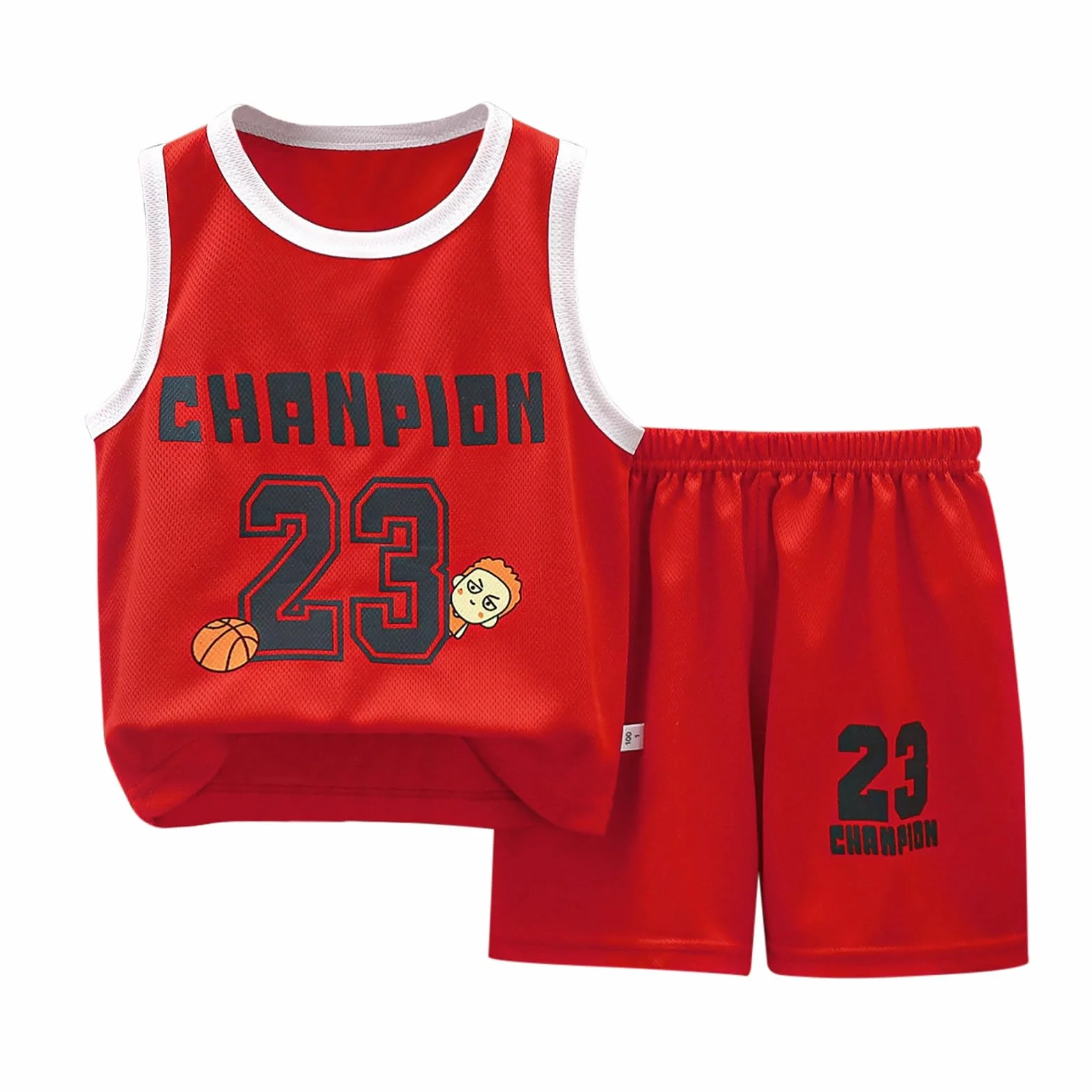 Conjunto de pantalones cortos deportivos para niño 2 piezas camiseta de baloncesto malla