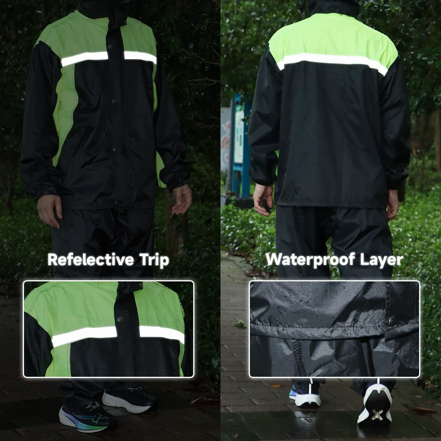 Chaqueta y Pantalones Impermeables para Lluvia para Hombre Traje de Lluvia Ropa Impermeable Profesional Impermeable con Capucha para Motocicleta