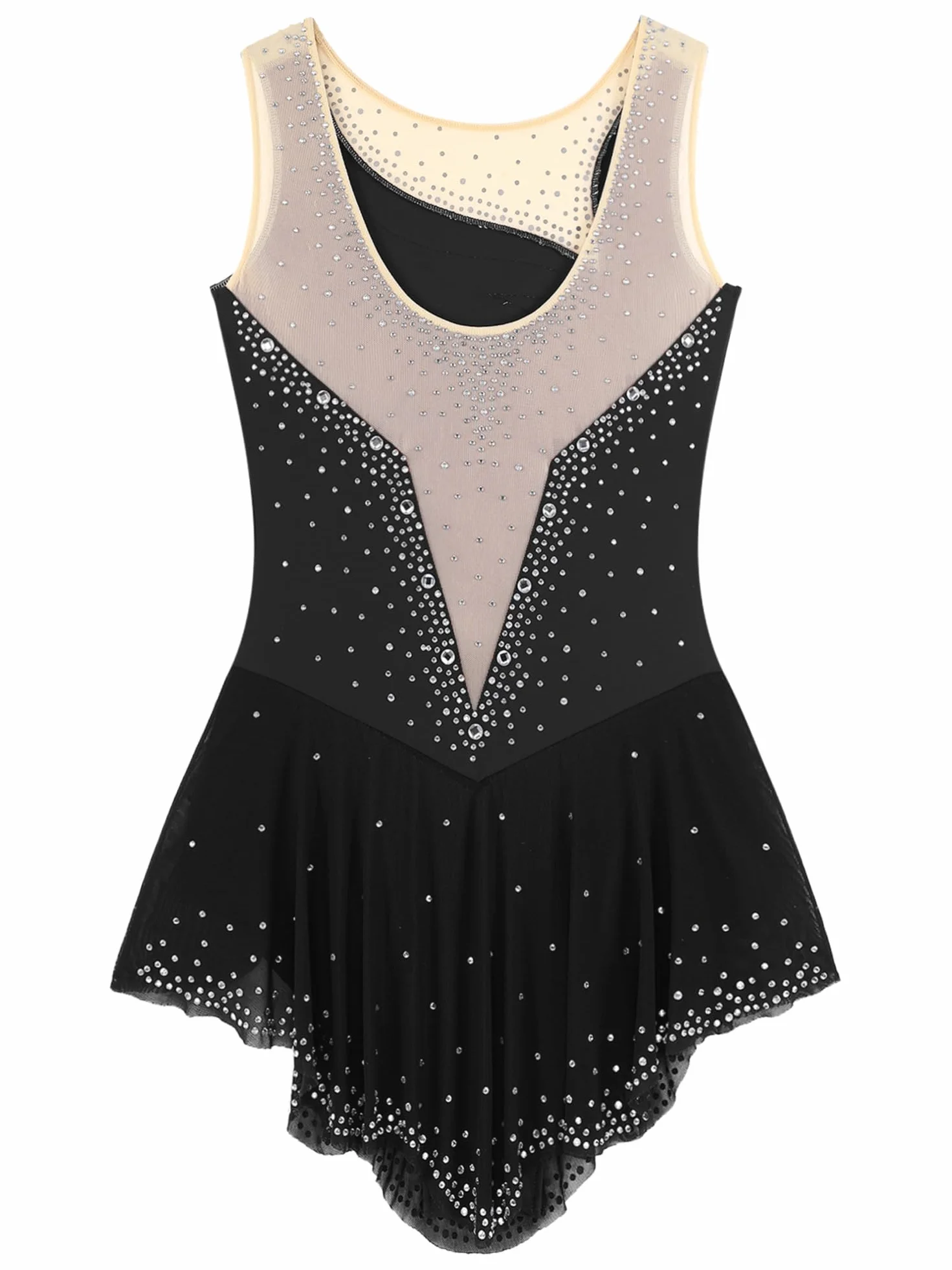 IEFIEL Vestido de Patinaje Artistico Mujer sin Mangas Maillot Leotardo Gimnasia Baile Lirico Moderno Disfraz Bailarina