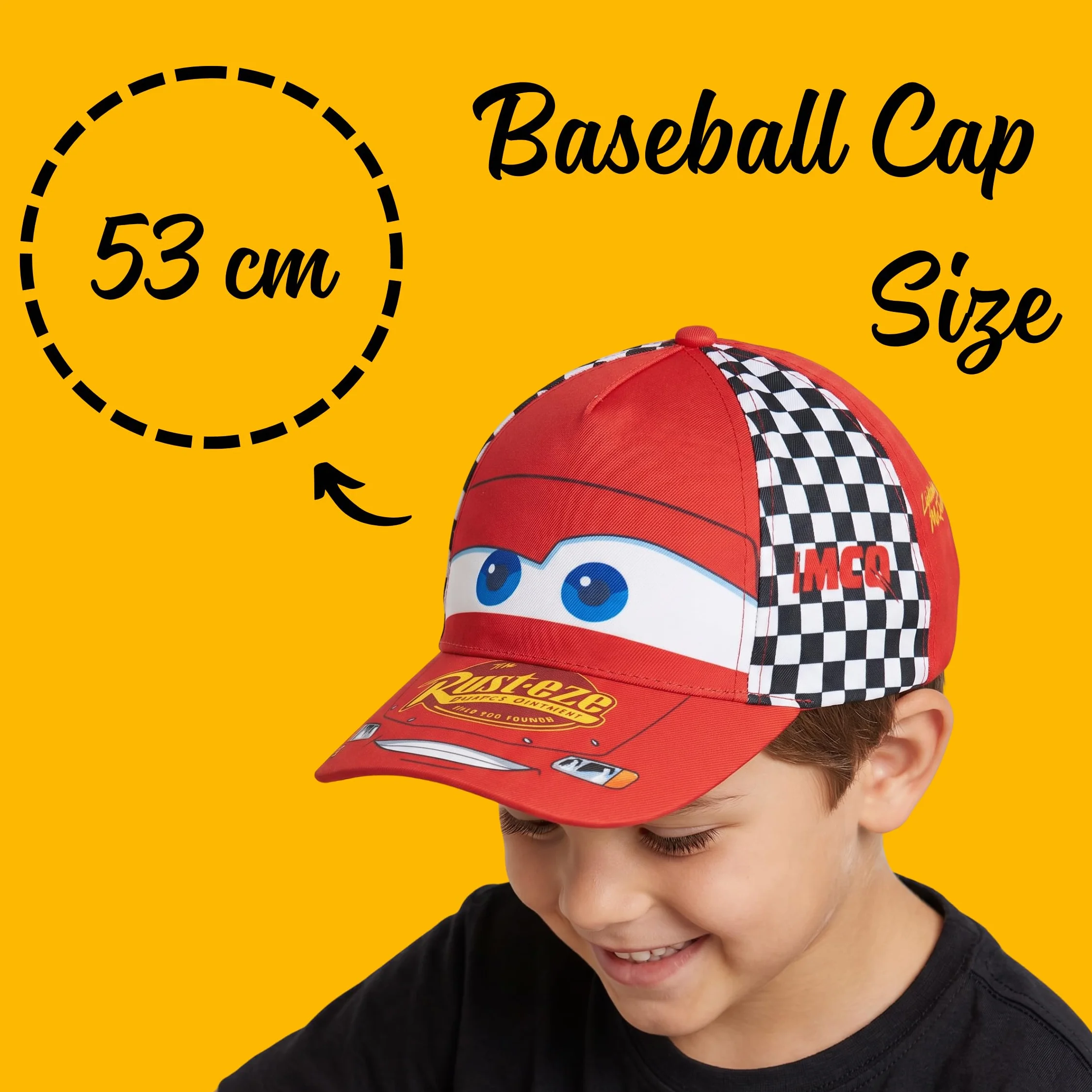 Disney Pixar Cars Lightning Mcqueen Gorra de Béisbol para Niños, Gorra de Verano Infantil