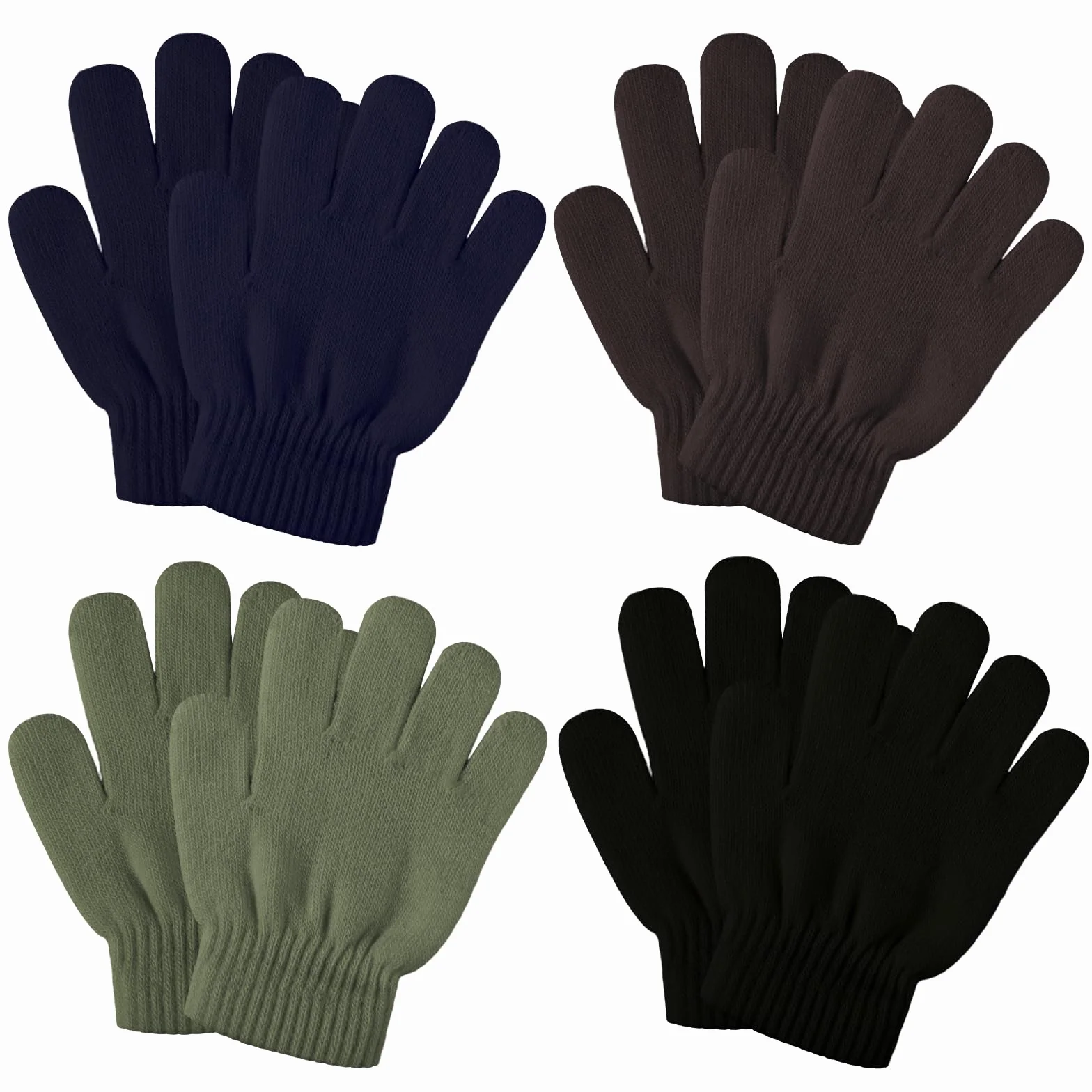 SATINIOR Guantes de Invierno de Punto para Niño 4 Pares Negro Azul Marino Café Verde Militar 1-4 años