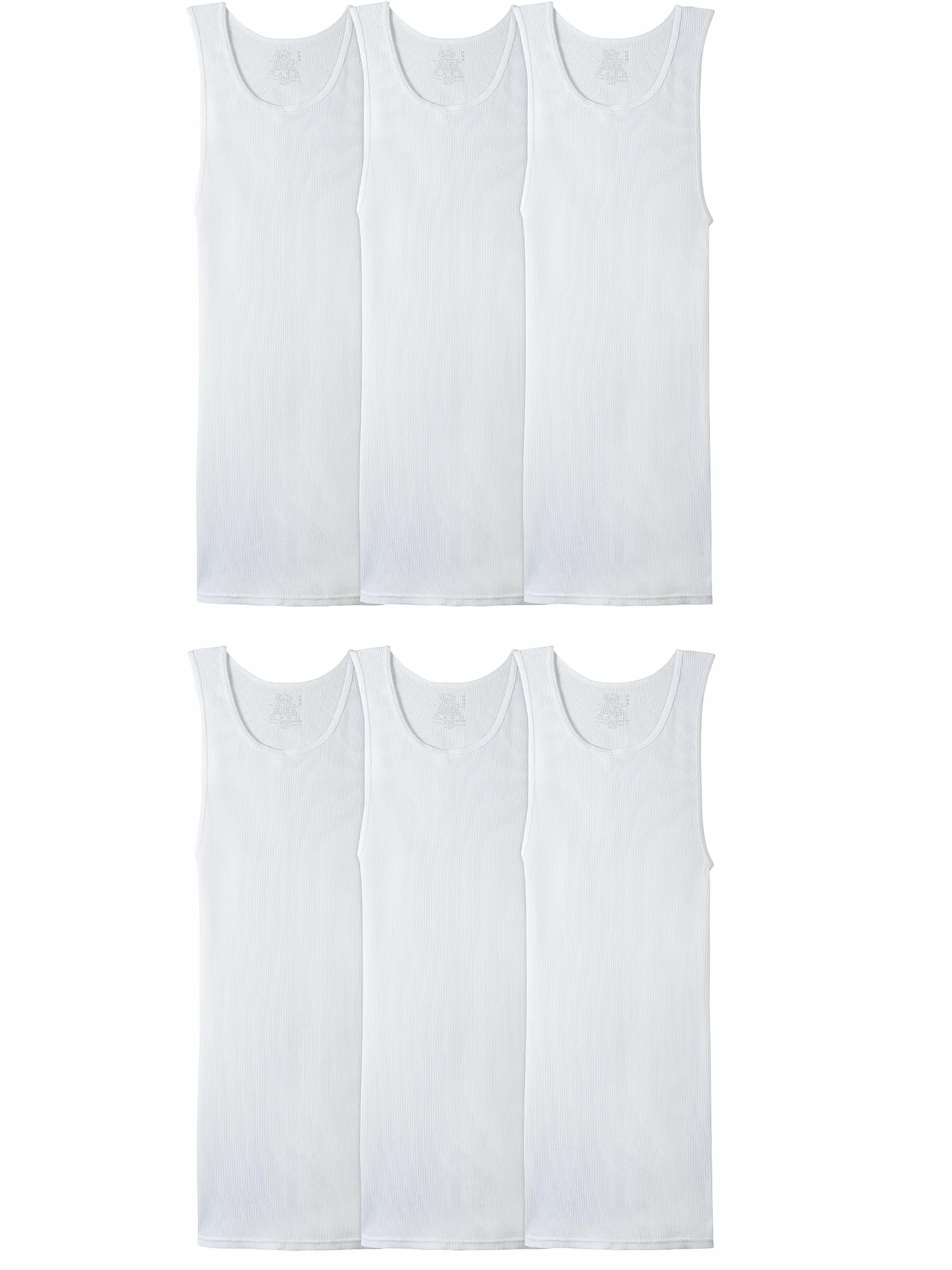 Fruit of the Loom Men's Sleeveless Tank A-Shirt, Tag Free & Moisture Wicking, Ribbed Stretch Fabric Undershirt (Pack of 8)