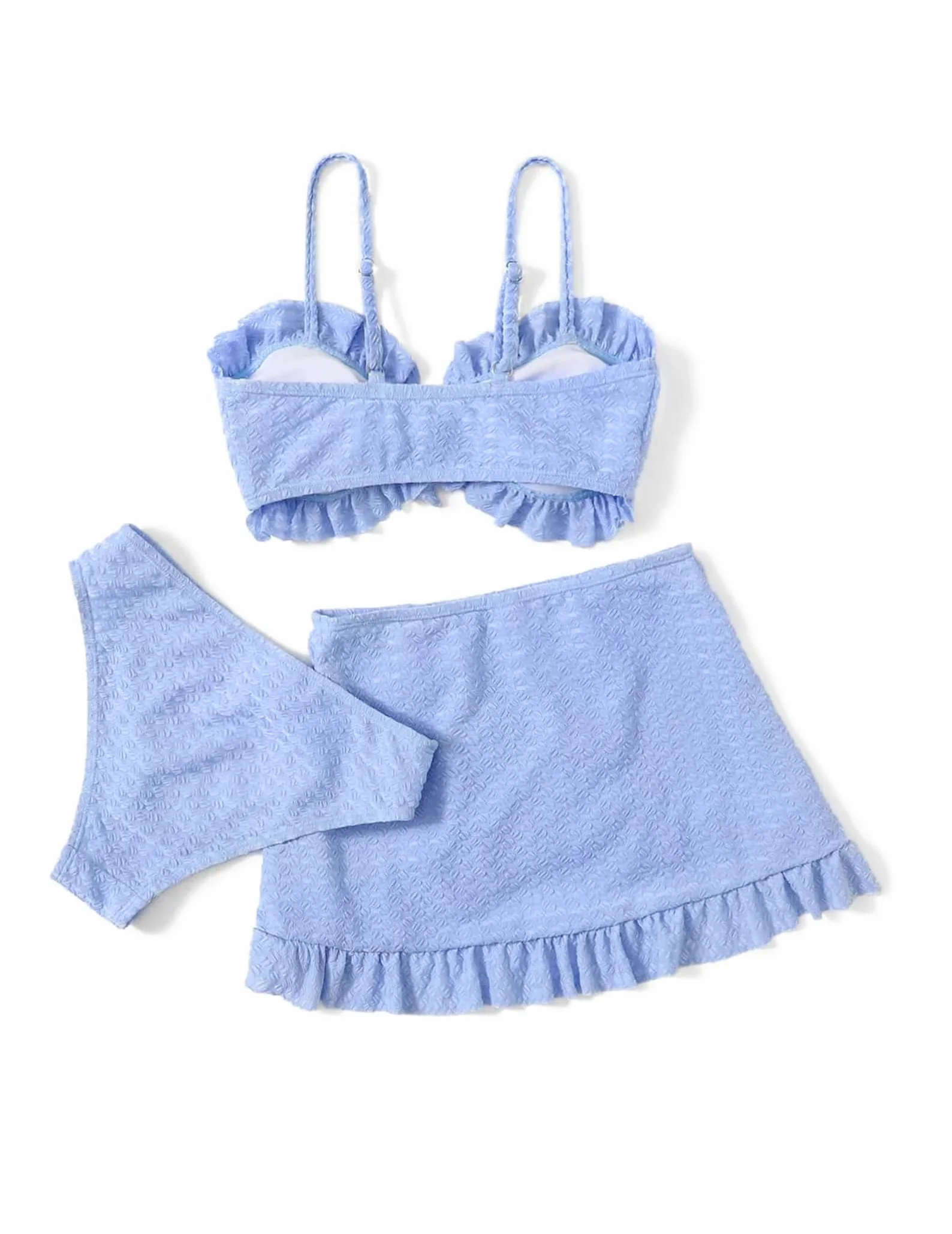 Arshiner Conjunto de Bikini 3 Piezas para Niñas Bañador de Playa Verano Top Shorts Falda 5-14 Años