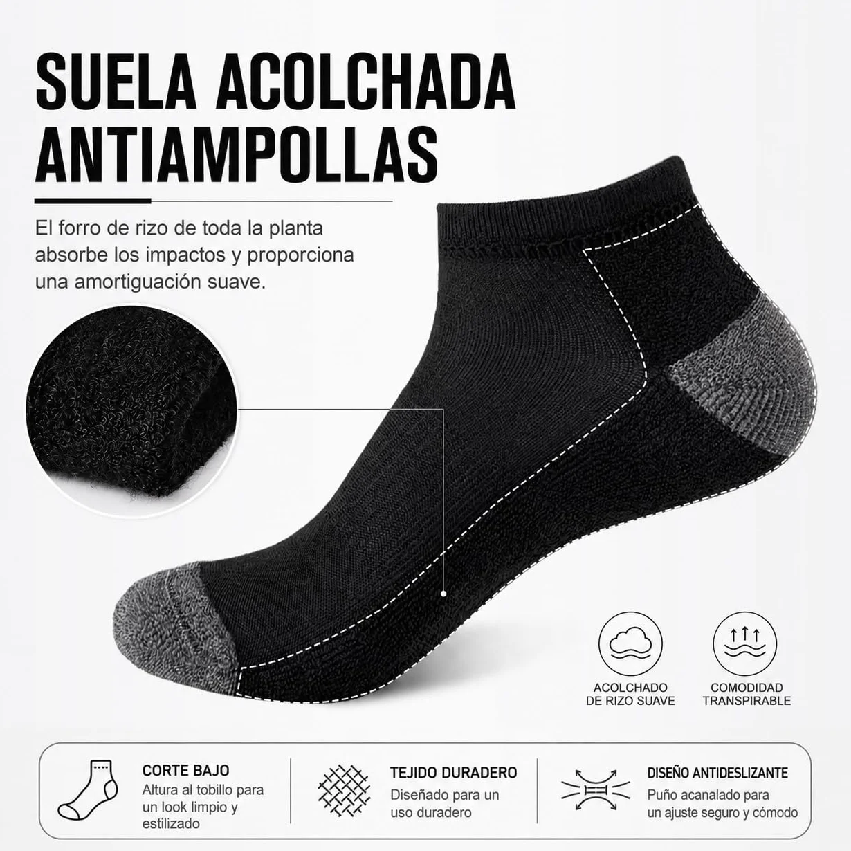 SockWaddles Calcetines Tobilleros de Running para Hombre Mujer 8 Pares Anti-Ampollas