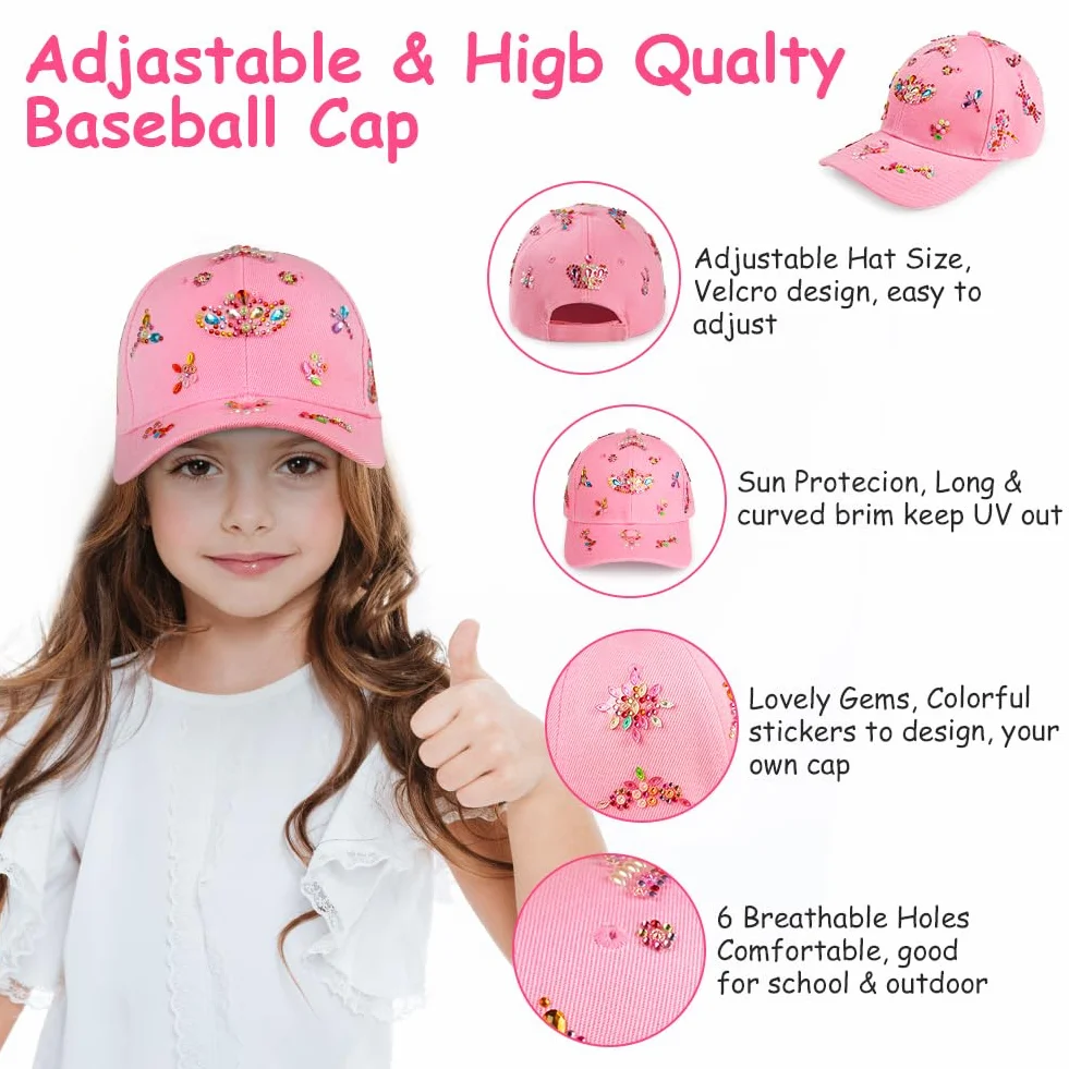 Gorra de Béisbol DIY con Pegatinas de Brillante Diamantes para Niñas