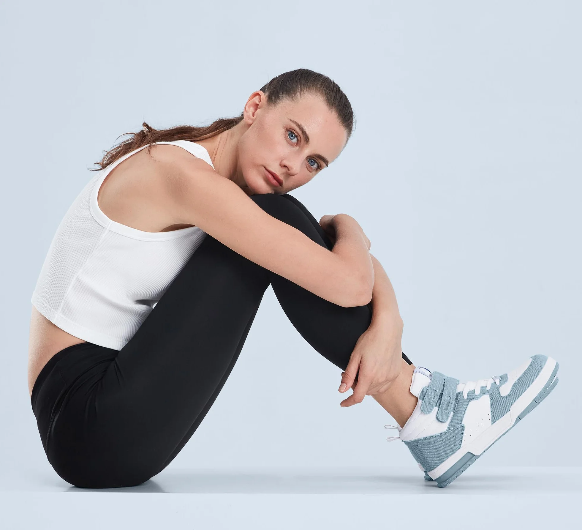 LUCKY STEP Zapatillas Deportivas de Moda para Mujer Botas de Baloncesto con Plataforma de Cierre autoadherente de Cuero Sintético