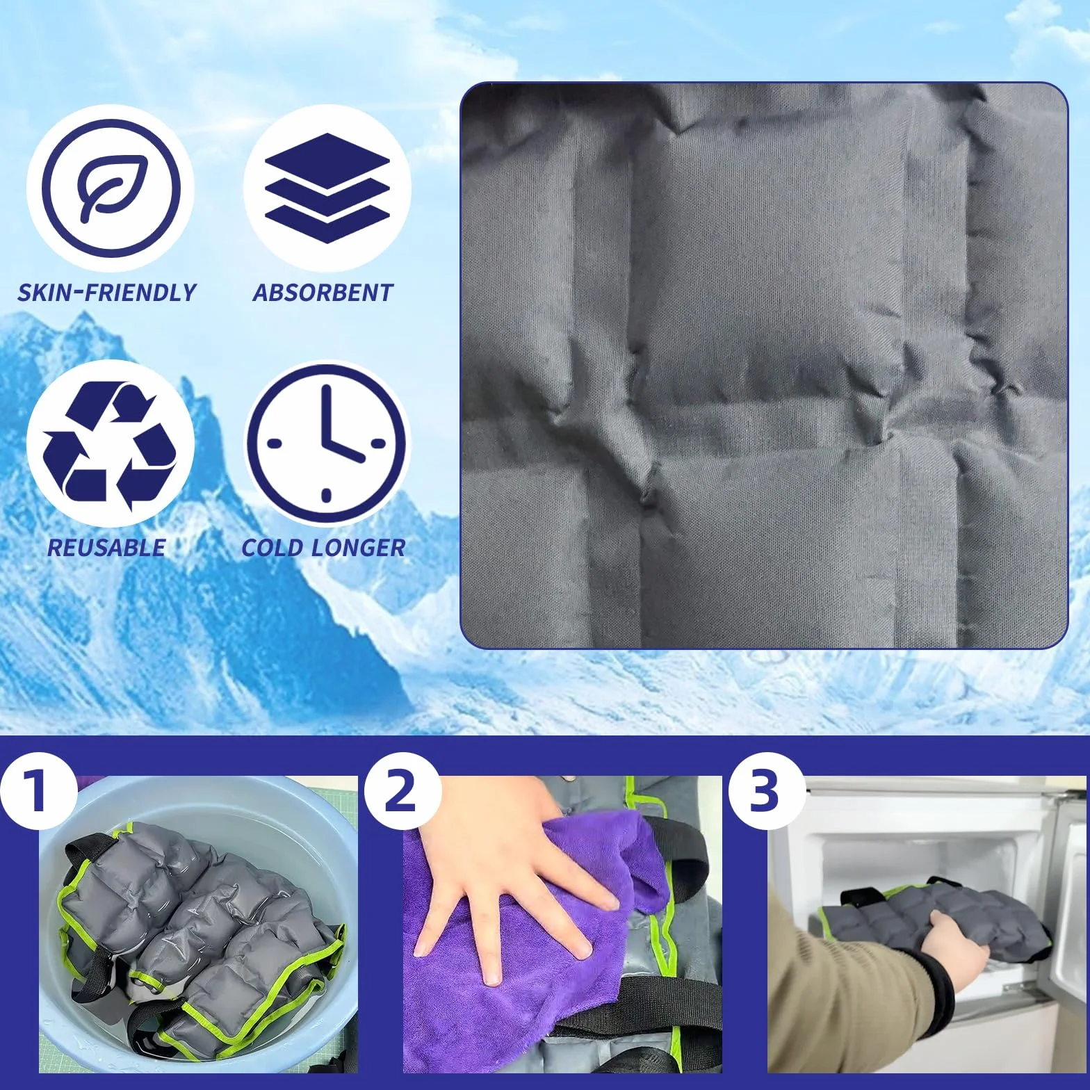 Chaleco de enfriamiento reutilizable con 72 celdas de hielo ajustable para exteriores alivio del calor gris