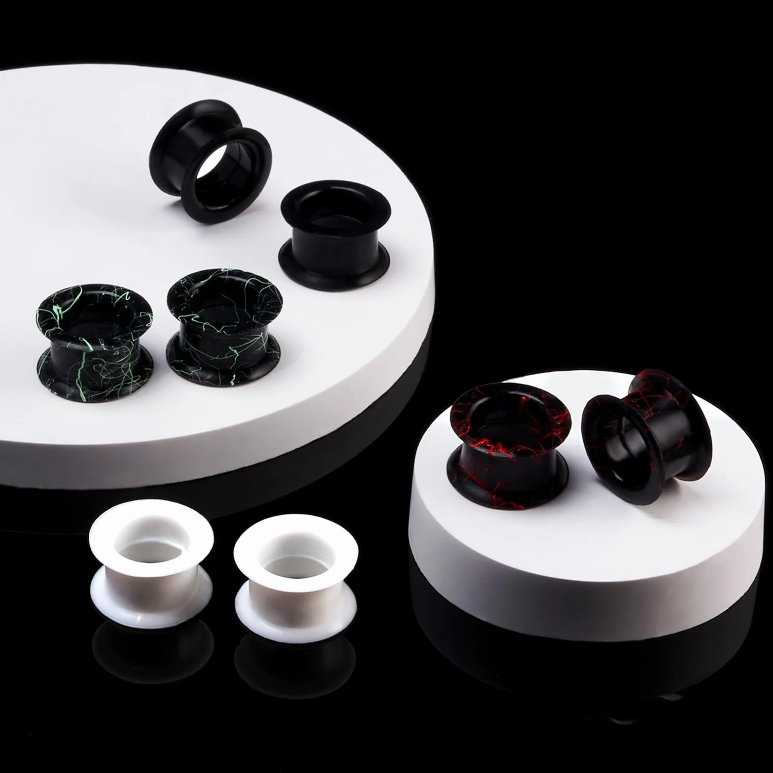 Longbeauty dilatadores de silicona dura oreja piercing doble flared 6 mm - 25 mm