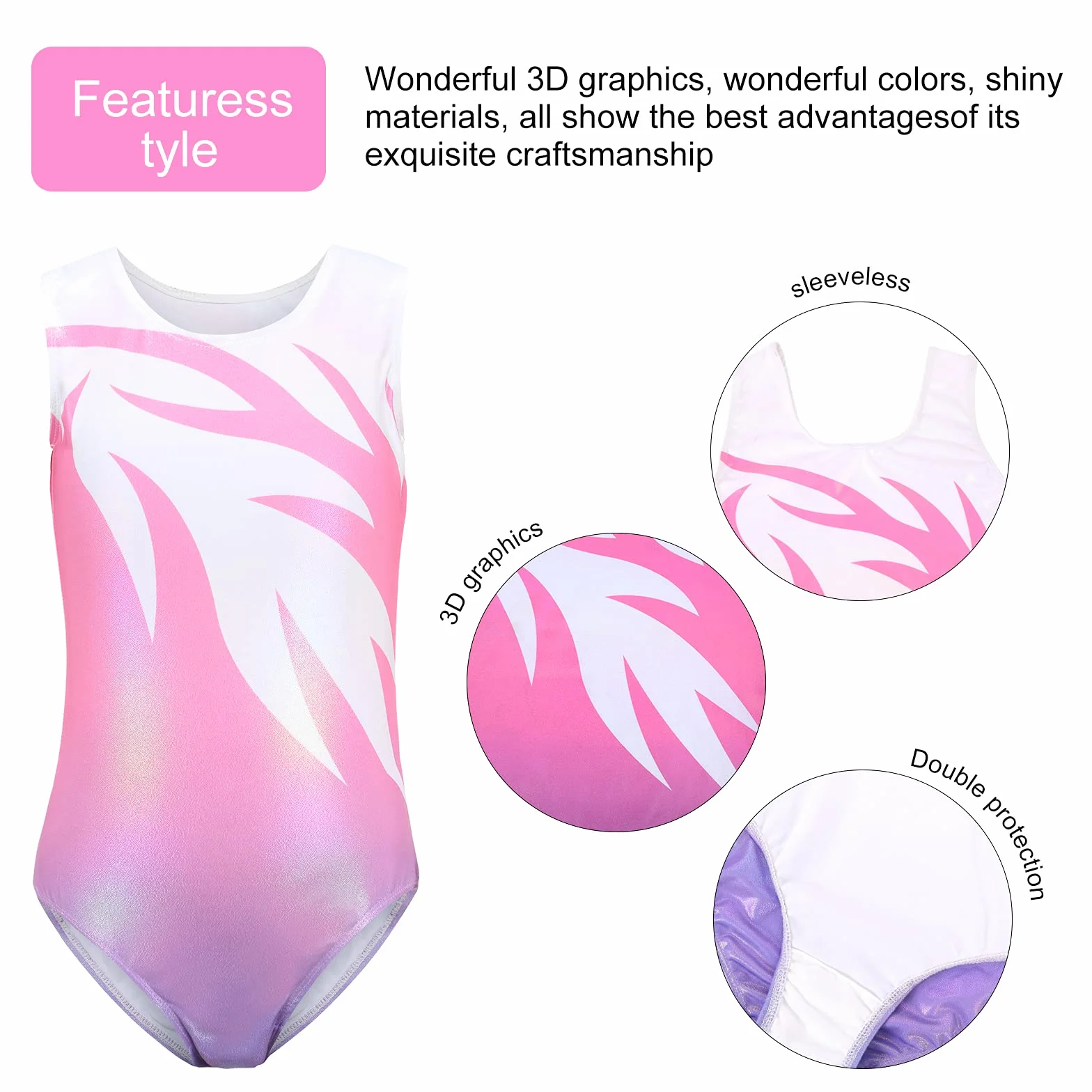 Maillot de Gimnasia Leotardo de Danza Body Ballet Clásico Sin Mangas para Niña 3-14 Años Manga Larga