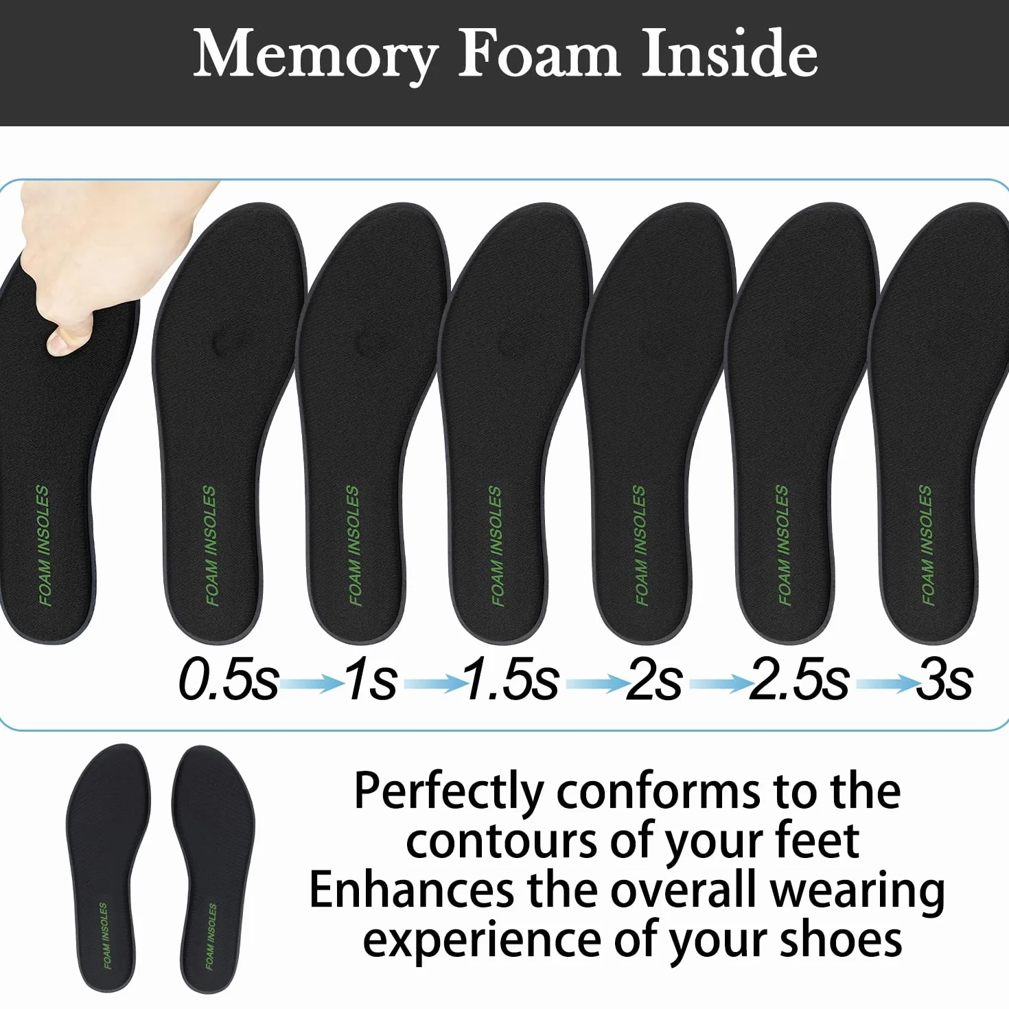 Endoto Plantillas Memory Foam para Skechers Mujer, Repuesto Viscoelástica Negro 38 EU