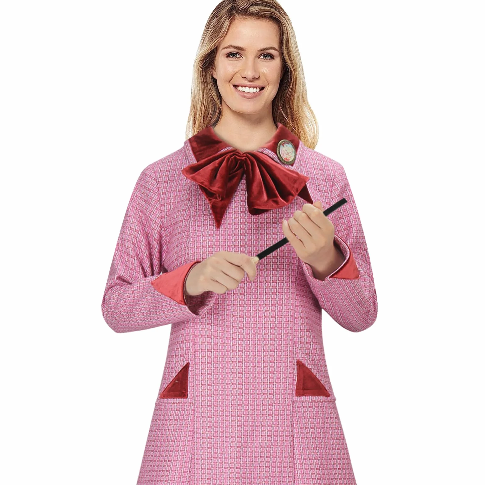 Disfraz Umbridge Mujer Vestido Tweed Cuadros Rosa Insignia Gato Cosplay