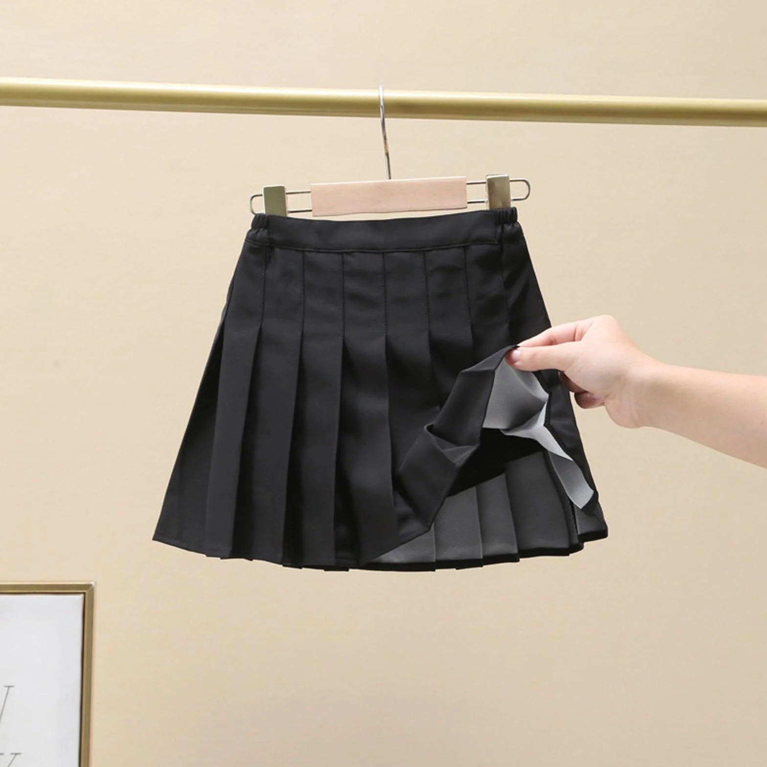 Falda plisada delgada de verano para niñas, cintura pequeña, falda alta de moda