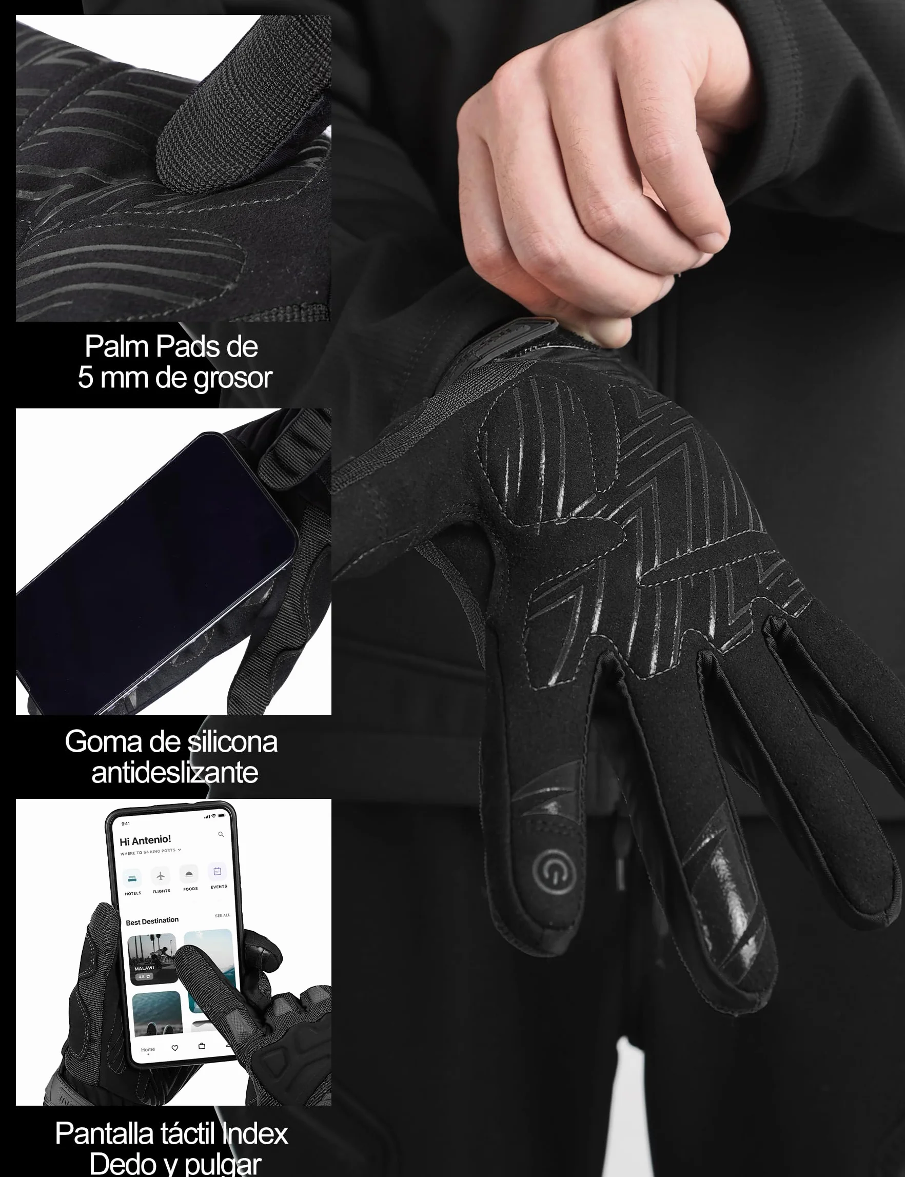 INBIKE Guantes Ciclismo Hombre Largo Pantalla Táctil Acolchado Antideslizante