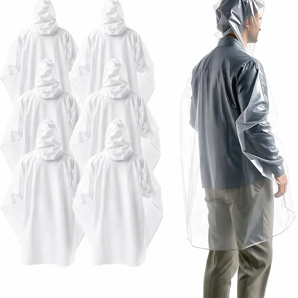 Travelfreund® Chubasquero Desechable Impermeable Transparente con Capucha Talla Única para Adultos