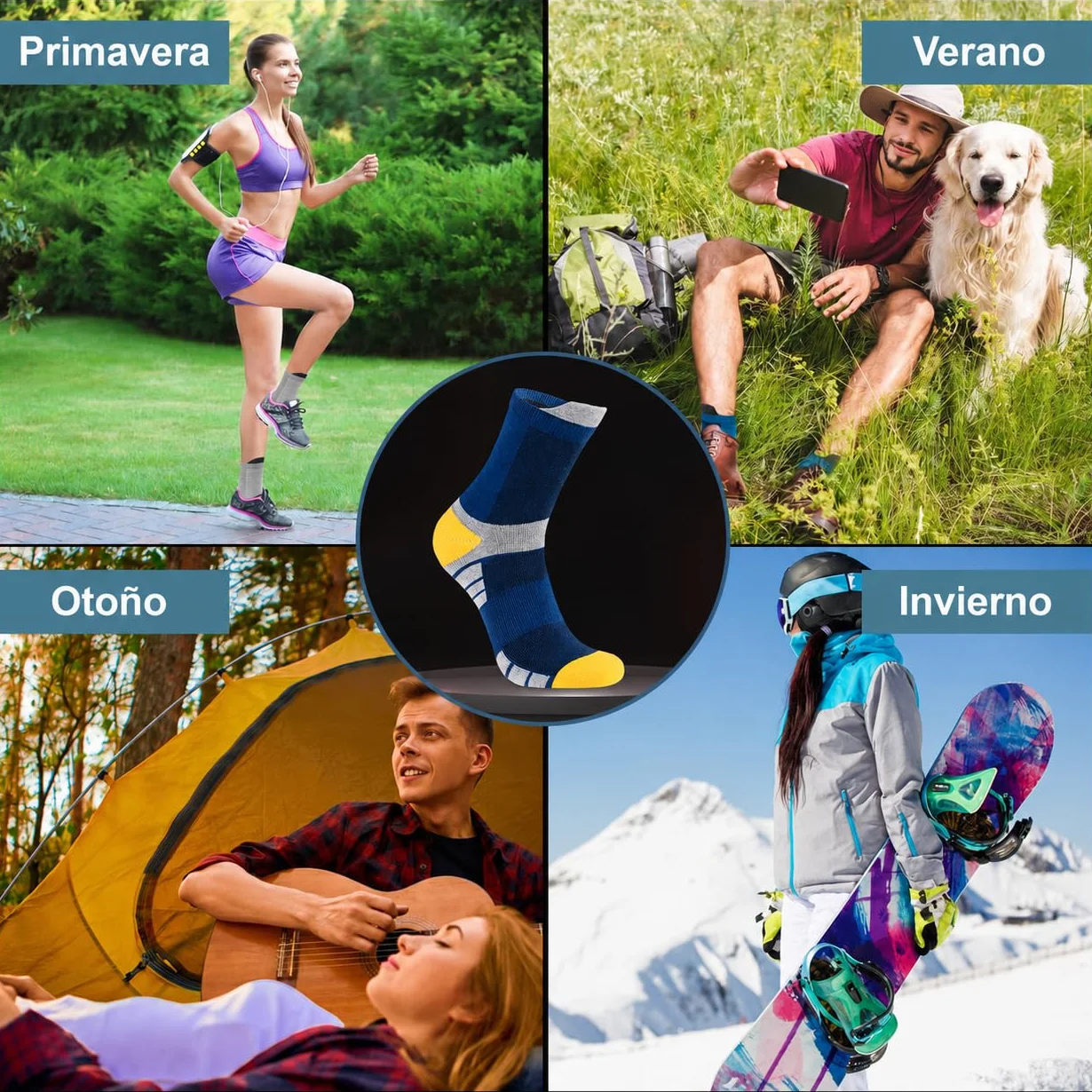 Niofind Calcetines Hombre, 6 Pares Calcetines Deporte Algodon, Anti-Ampollas, Anti-Olor, Absorbentes De Sudor, Transpirables, Calcetines Running Con Acolchado Para Correr, Trabajo, Ciclismo