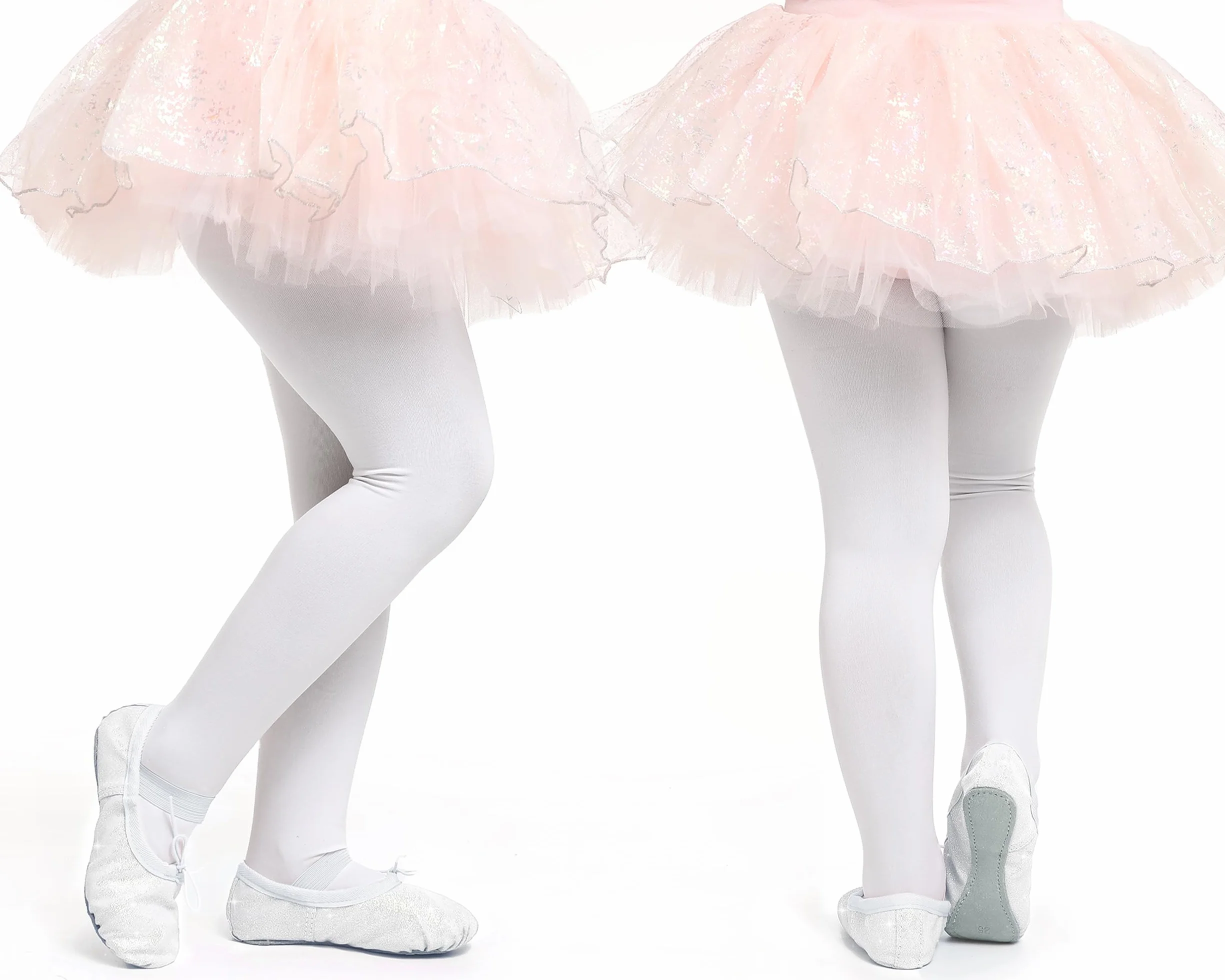 Zapatos de ballet para niñas con purpurina, piel y suela completa