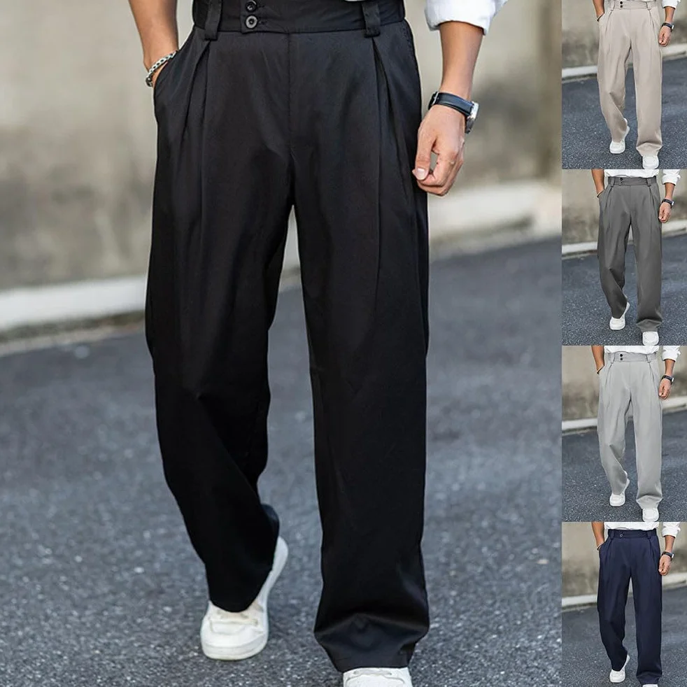 Pantalones Chino Hombre Casuales Primavera Verano Anchos Elásticos Largo Trabajo