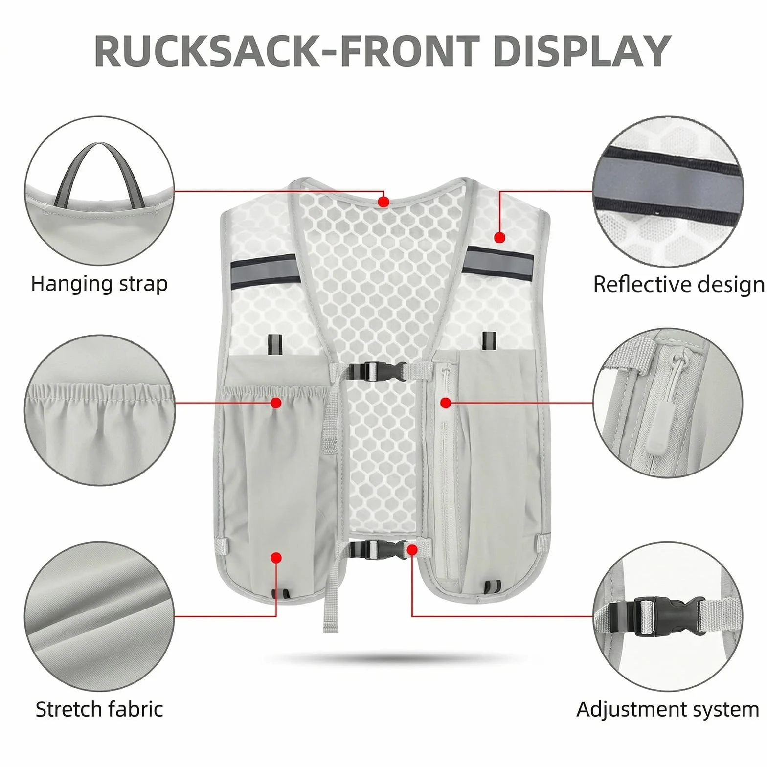 Chaleco de Hidratación para Running Mochila Trail Ultraligera con Bolsillo para Móvil y Correas Reflectantes