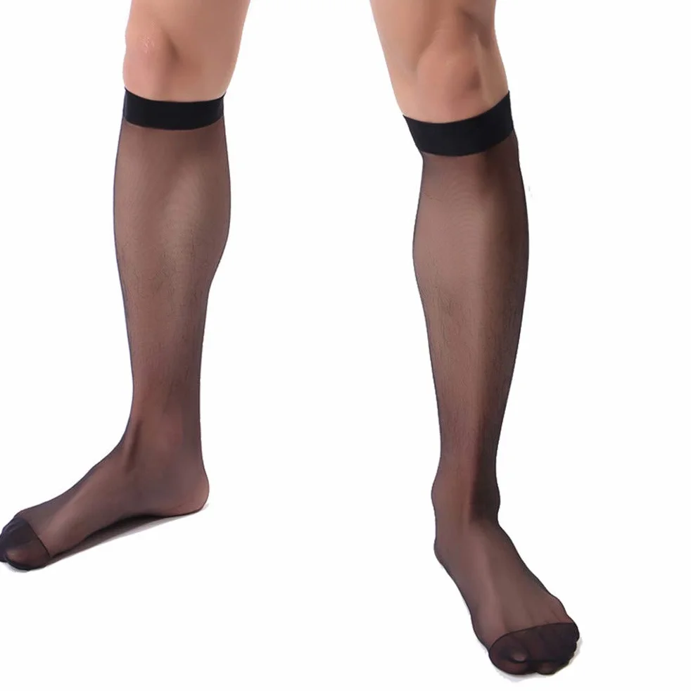 ADESUGATA Medias de Negocios para Hombre Antimicrobianas Resistentes al Olor Transparentes Negras Juego de 3
