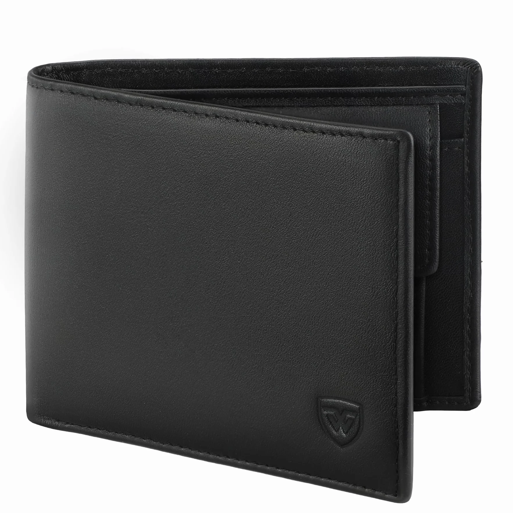 WONSEFOO Cartera Hombre Bifold Delgada con RFID 10 Ranuras Tarjetas Negro