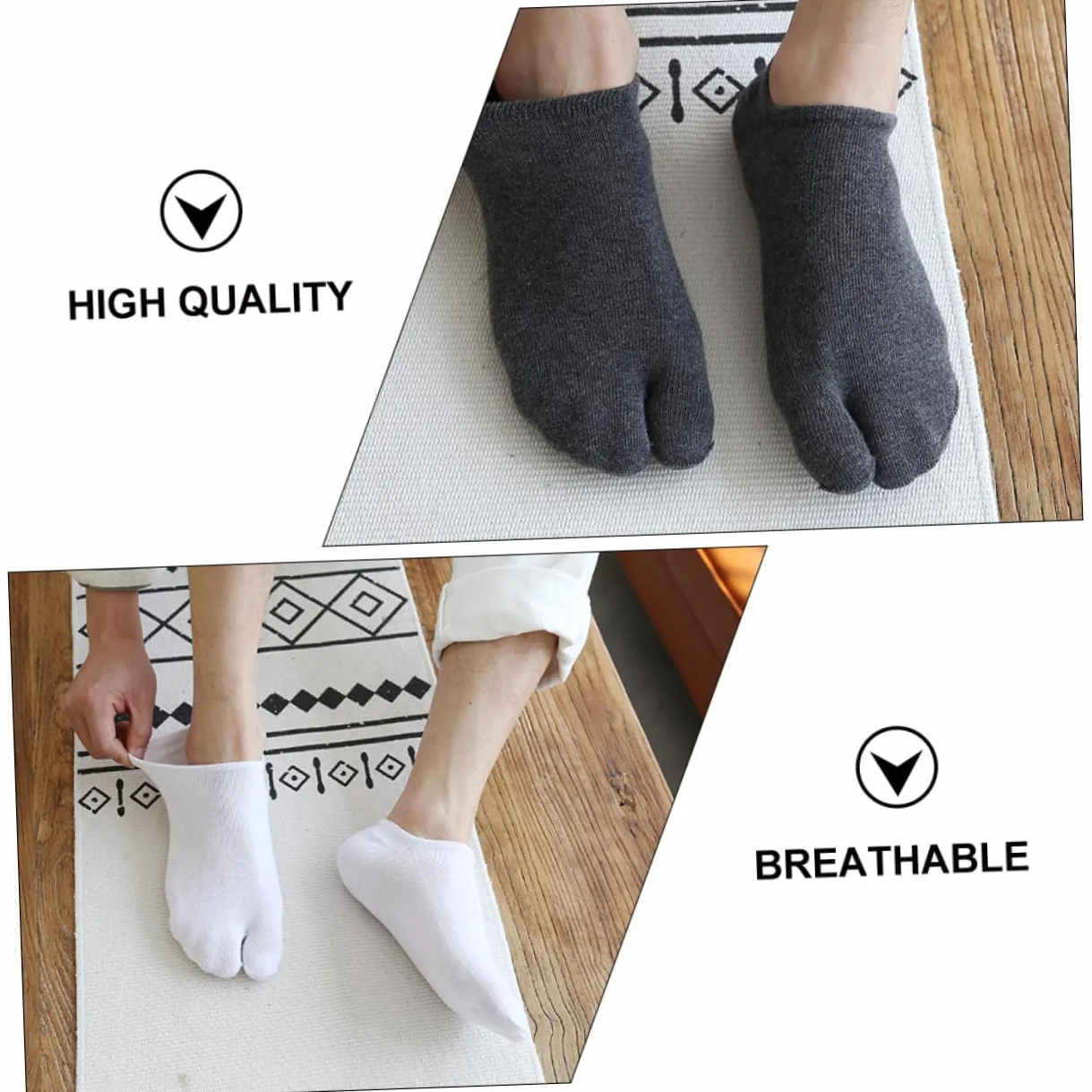 SOIMISS 4 Pares Calcetines Tabi Algodón Invisibles Hombre