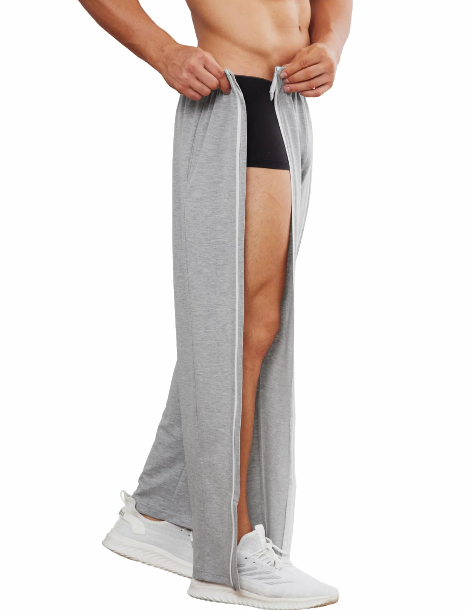 PINSPARK Pantalones de recuperación Hombre Cremallera Completa Algodón Abertura Lateral Bolsillos