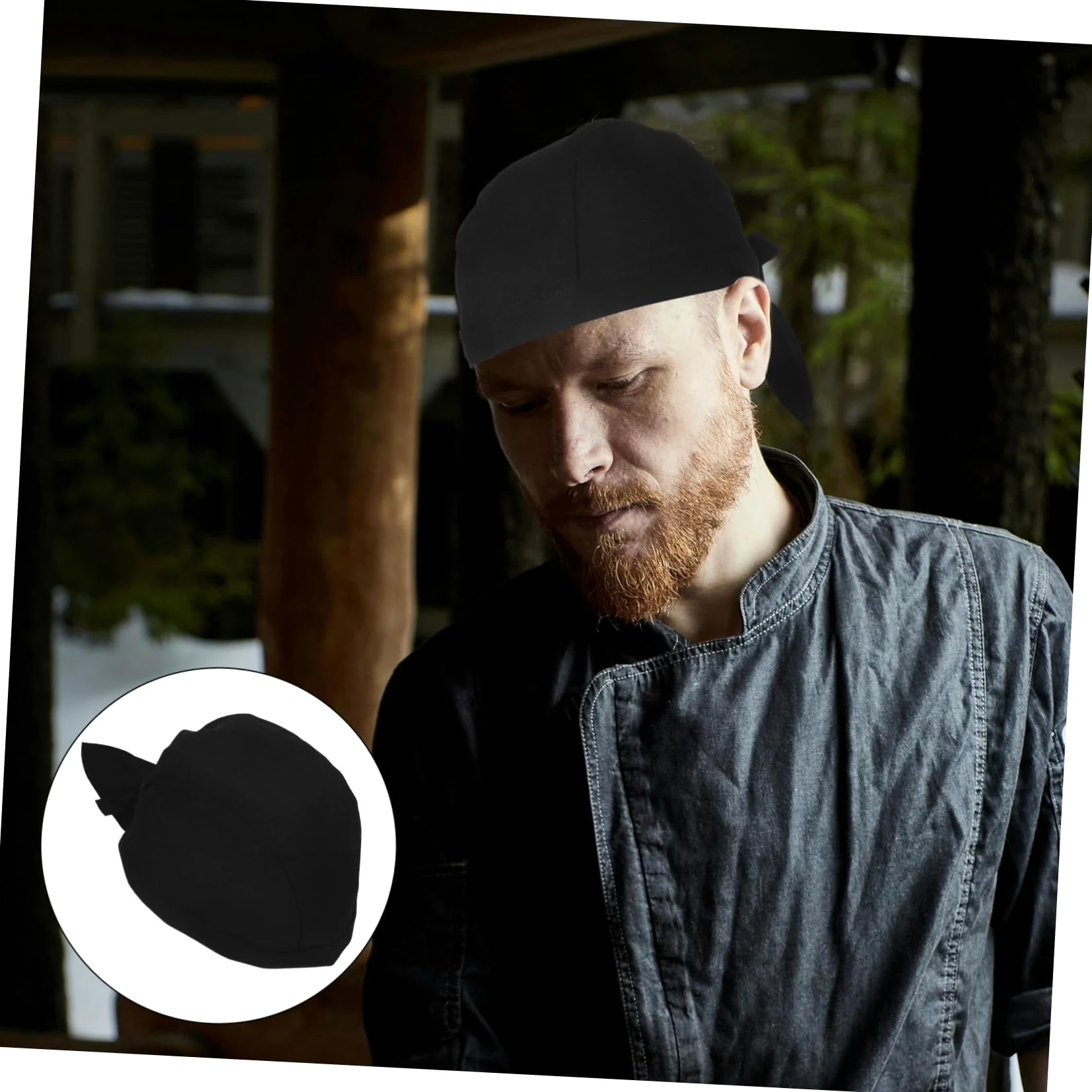 LIFKOME 6 Gorros de Chef Unisex de Algodón Negro, Resistentes y Cómodos, Ideales para Barbacoa y Uso en Restaurante, Paquete de 6 Unidades