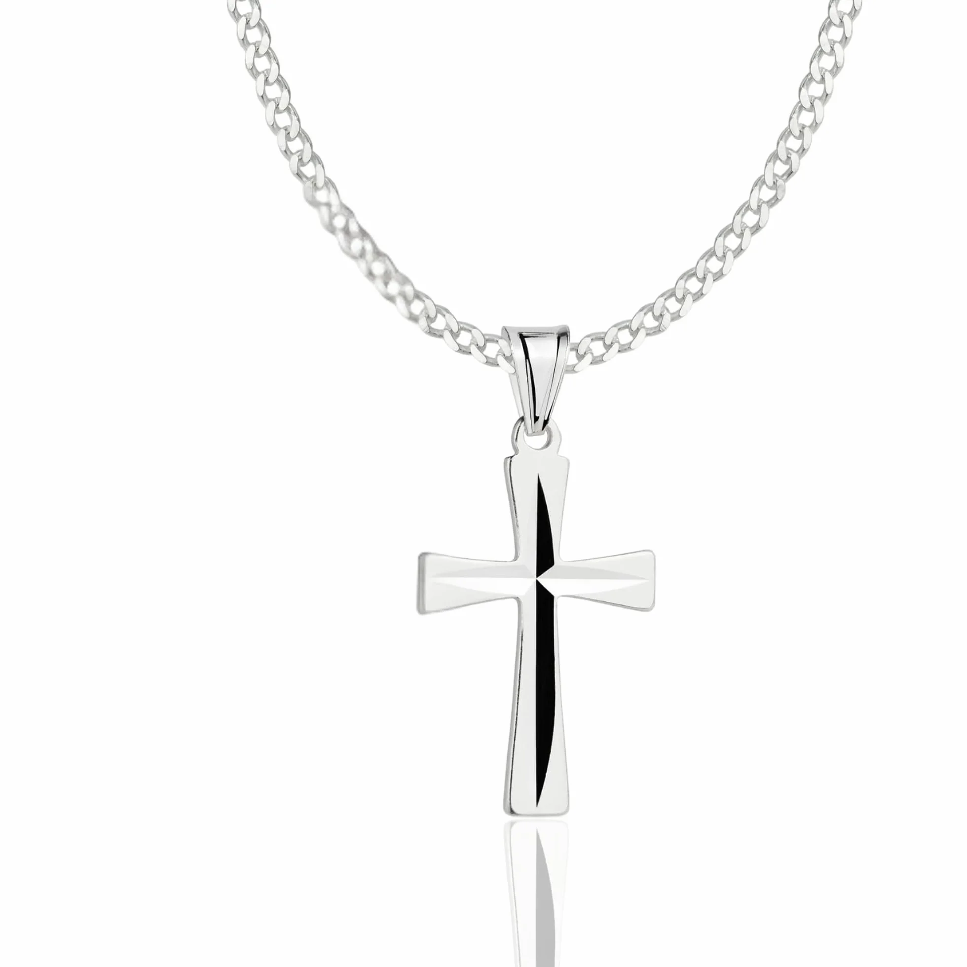 ZELYA Cadena de plata de ley 925 con cruz para niñas y niños 45-60 cm comunión bautizo
