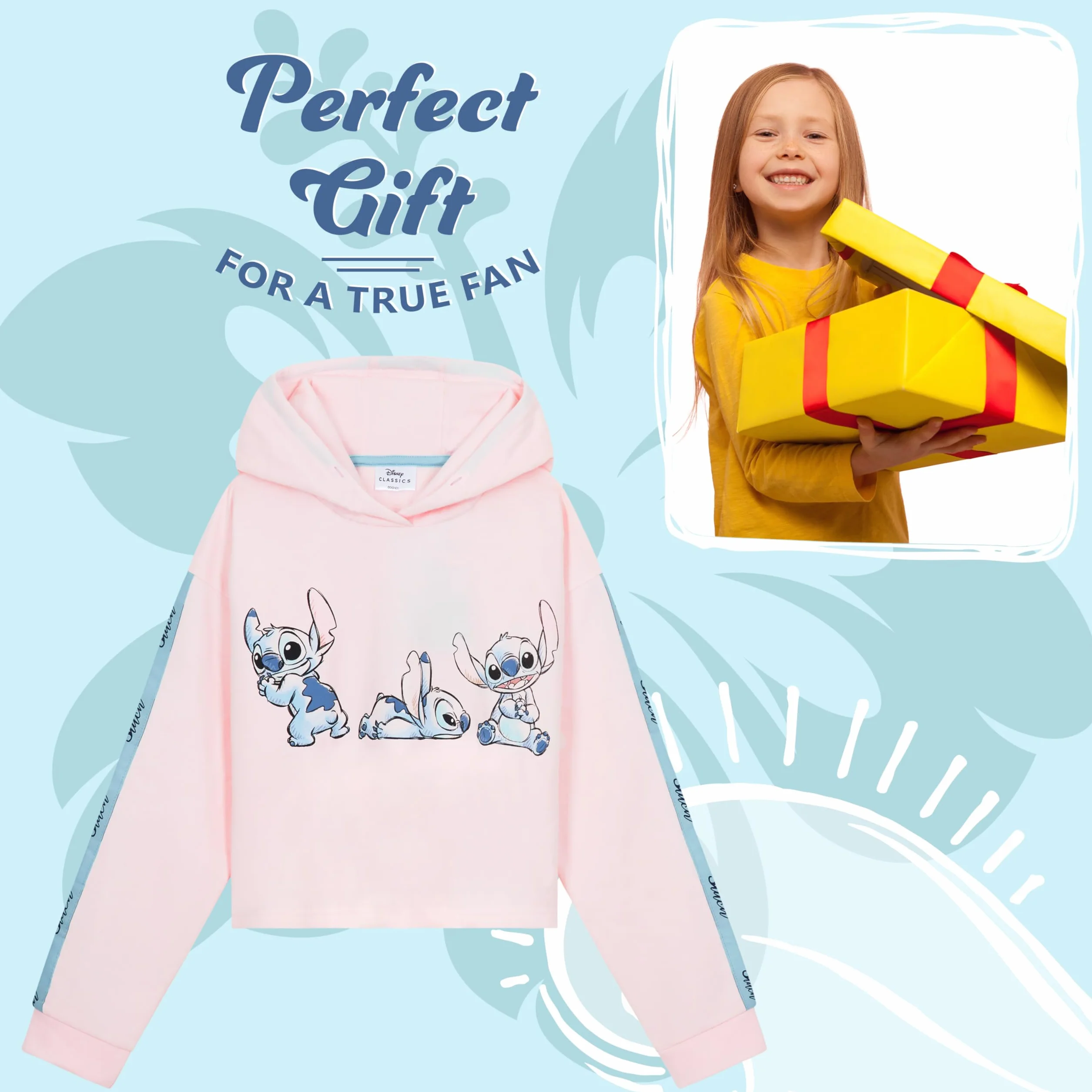Disney Sudadera Niña Stitch Corta Crop Top Lilo y Stitch 7-14 años