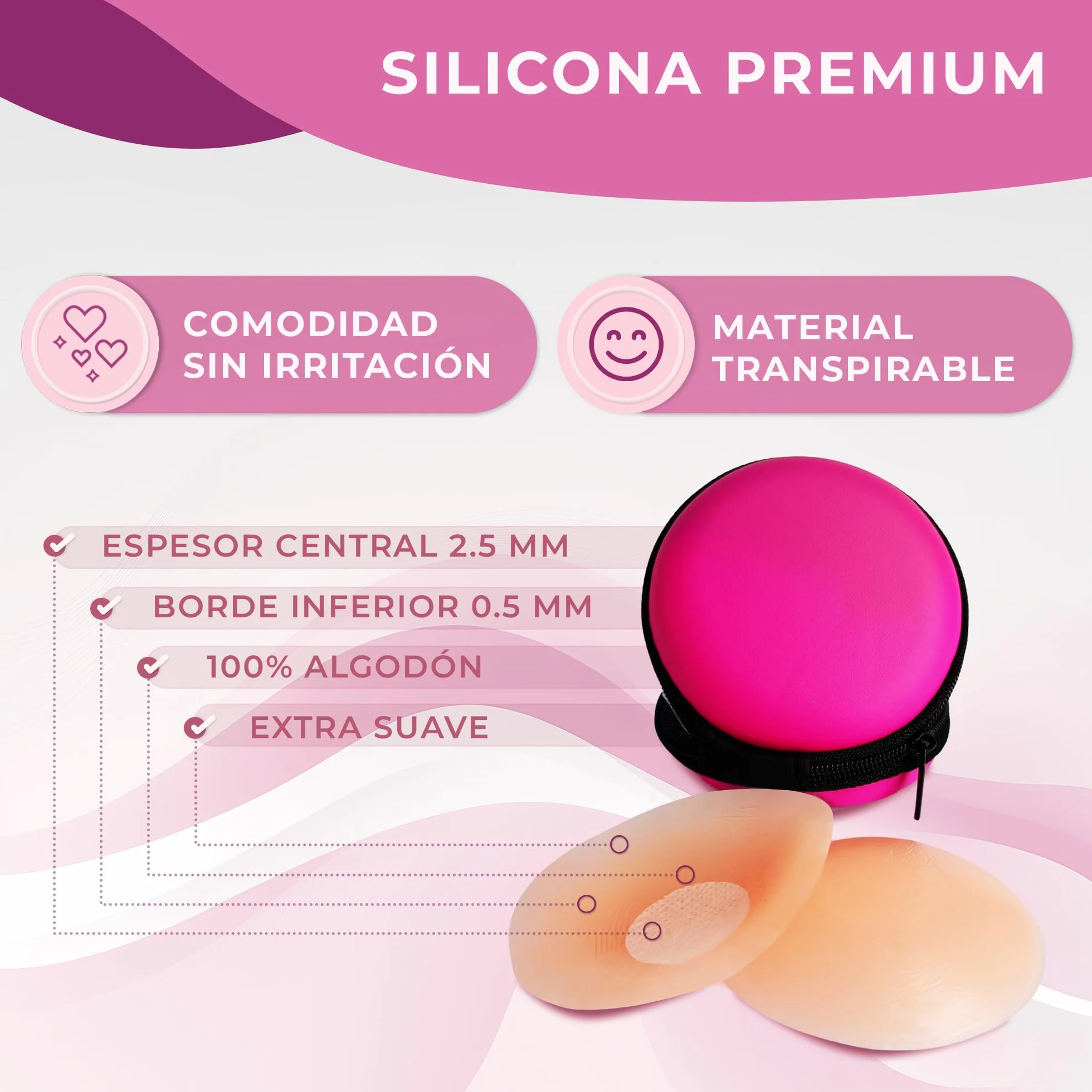 Pezoneras Adhesivas Invisibles de Silicona Fina 6,5cm Reutilizables Hipoalergénico