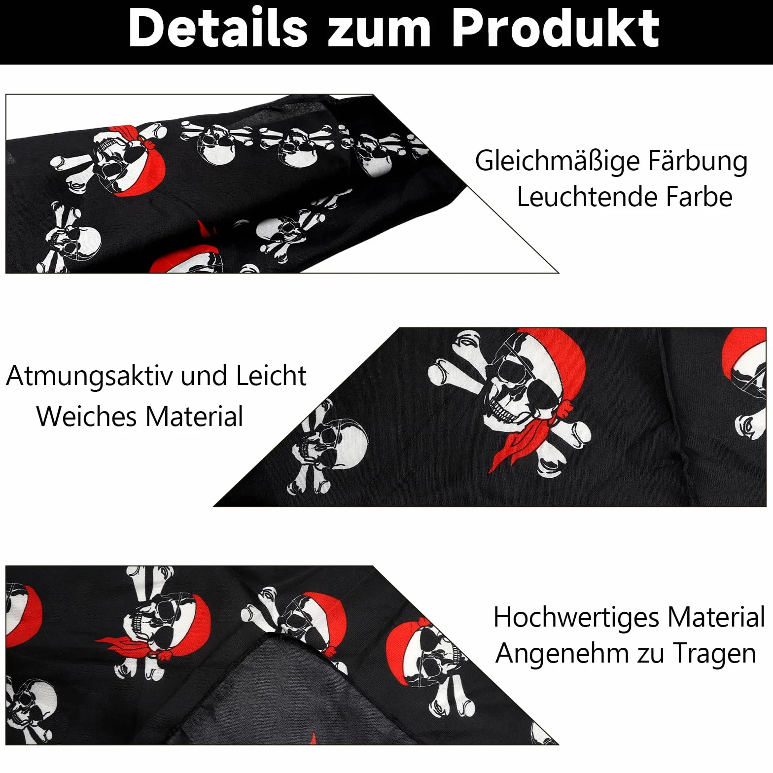 APOMOONS Juego de 15 Pañuelo Pirata Calavera Negra con 15pcs Parche Ojo para Fiesta Halloween