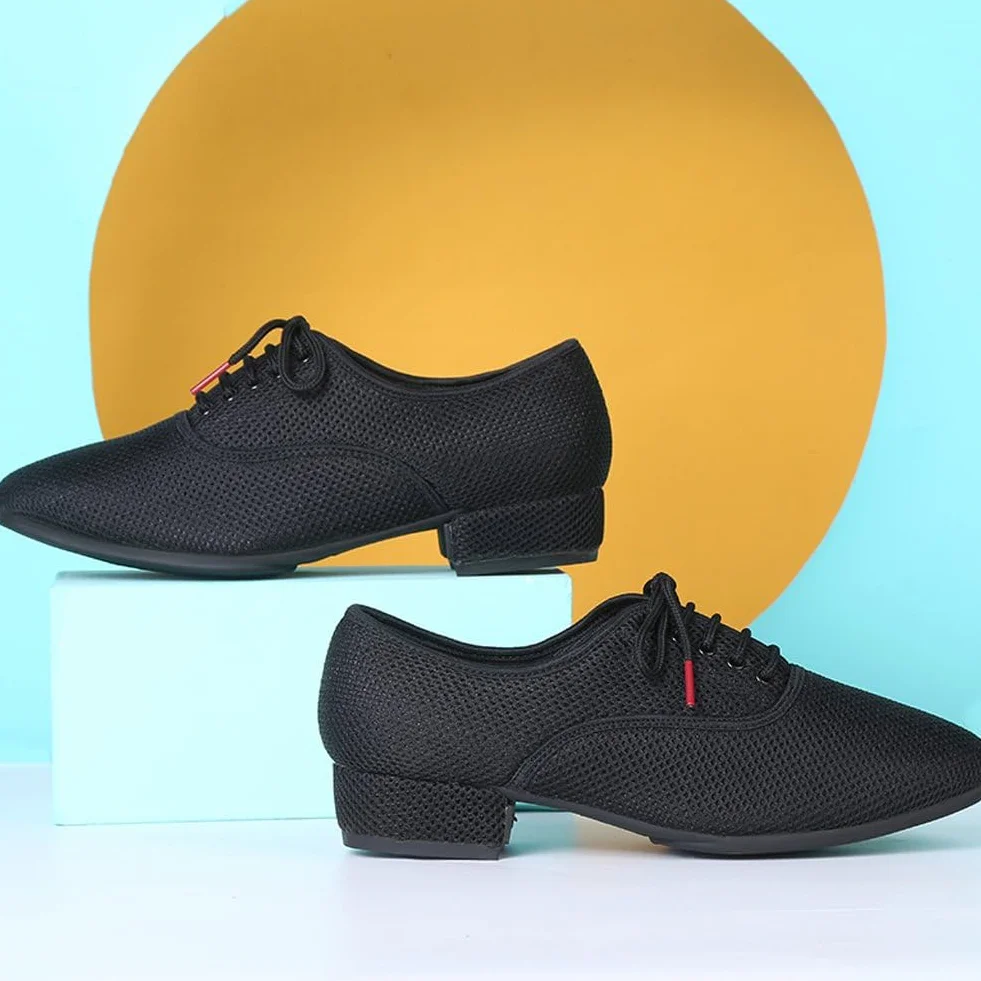Zapatos De Baile De Salón para Hombre Elegantes con Cordones Negros Modernos Suela
