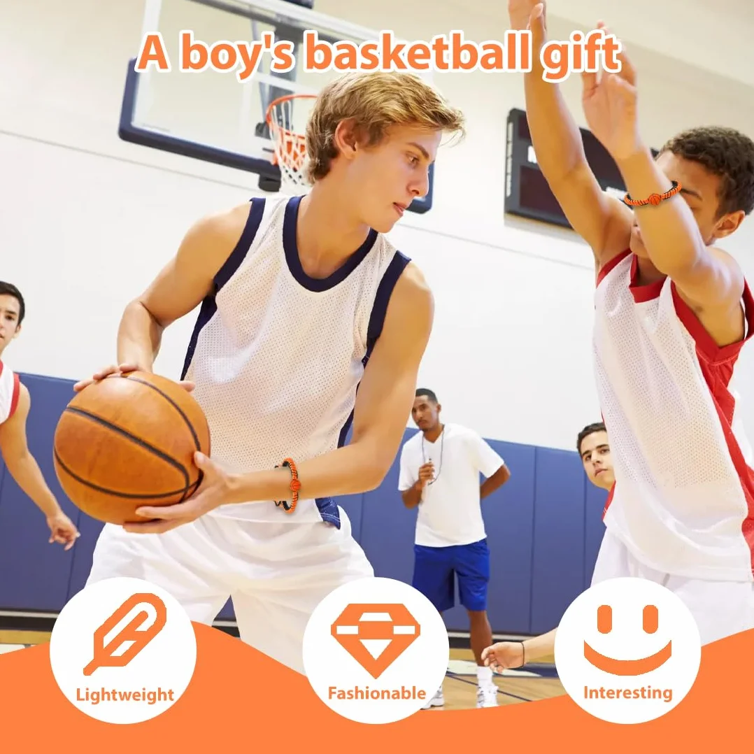 Cuerda negra y naranja pulsera trenzada baloncesto regalos Pascua niños 5-12 años