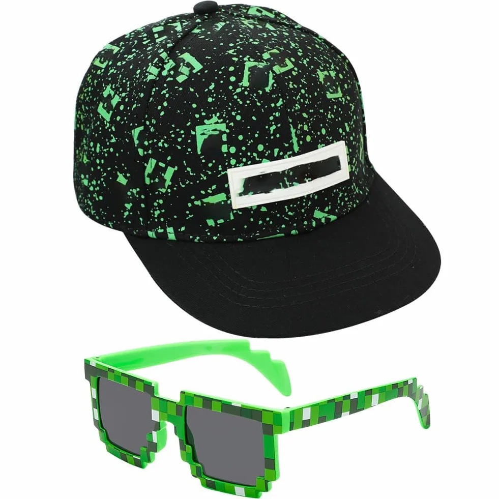 Gorra de Béisbol para Niños 2PCS Conjunto con Gafas de Sol Bordada Transpirable Ajustable
