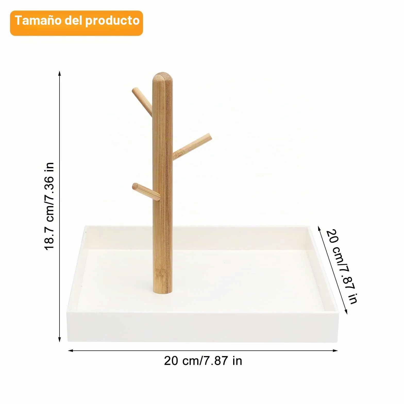 APOMOONS Bandeja para llaves con 3 niveles, soporte para joyas de madera Bandejas para joyas Almacenamiento de llaves para mesa de entrada para tocador de maquillaje Baño Salón (20 x 20 x 18,7 cm)